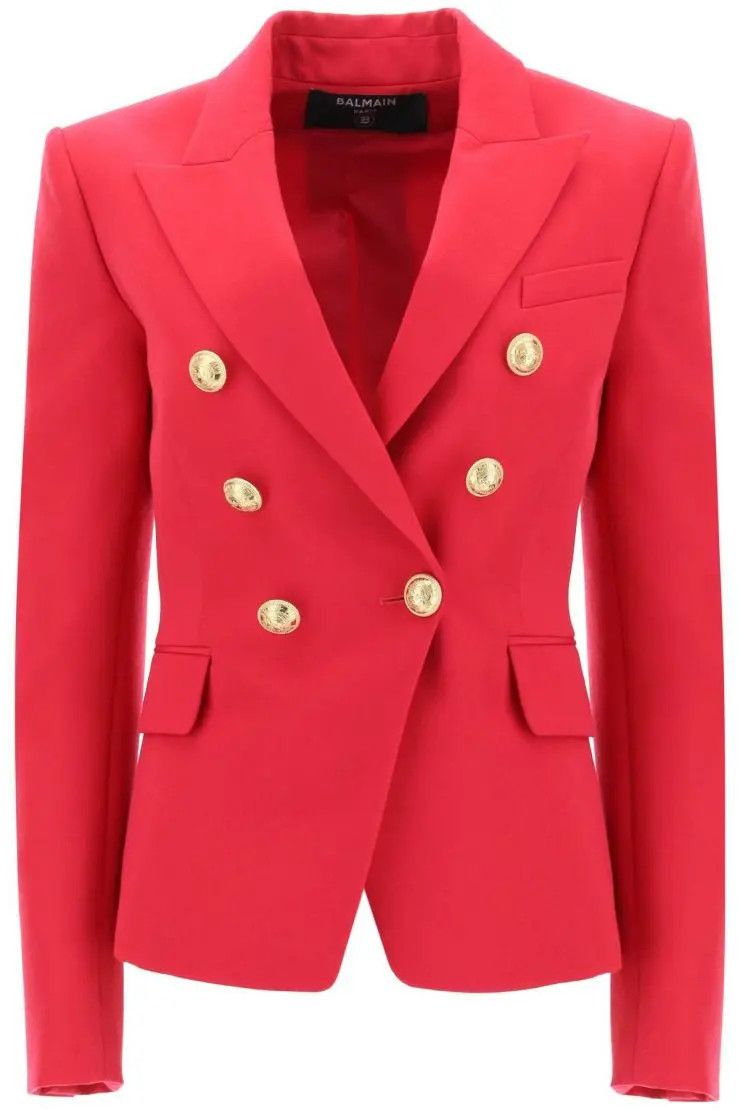 image of Balmain O1S22I1N0424 Double Breasted Jacket In Fuchsia, Women's (Size XS)