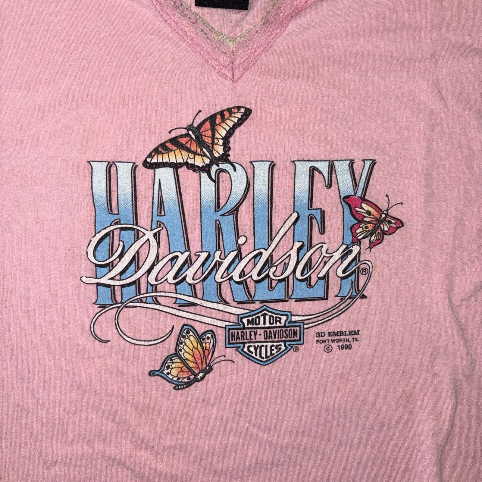 Harley Davidson Vintage 80s Harley Davidson Baby Tee Crop Top T Shirt 3D Size XS / US 0-2 / IT 36-38 - 3 Thumbnail
