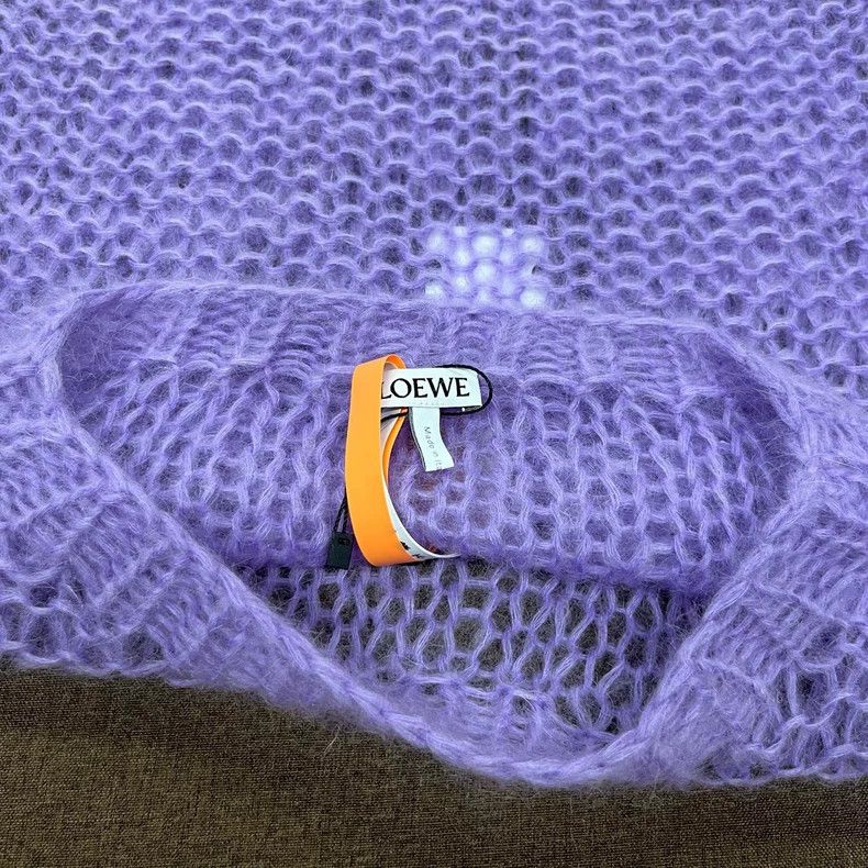 Loewe LOEWE Purple large logo openwork sweater Size XS / US 0-2 / IT 36-38 - 4 Thumbnail
