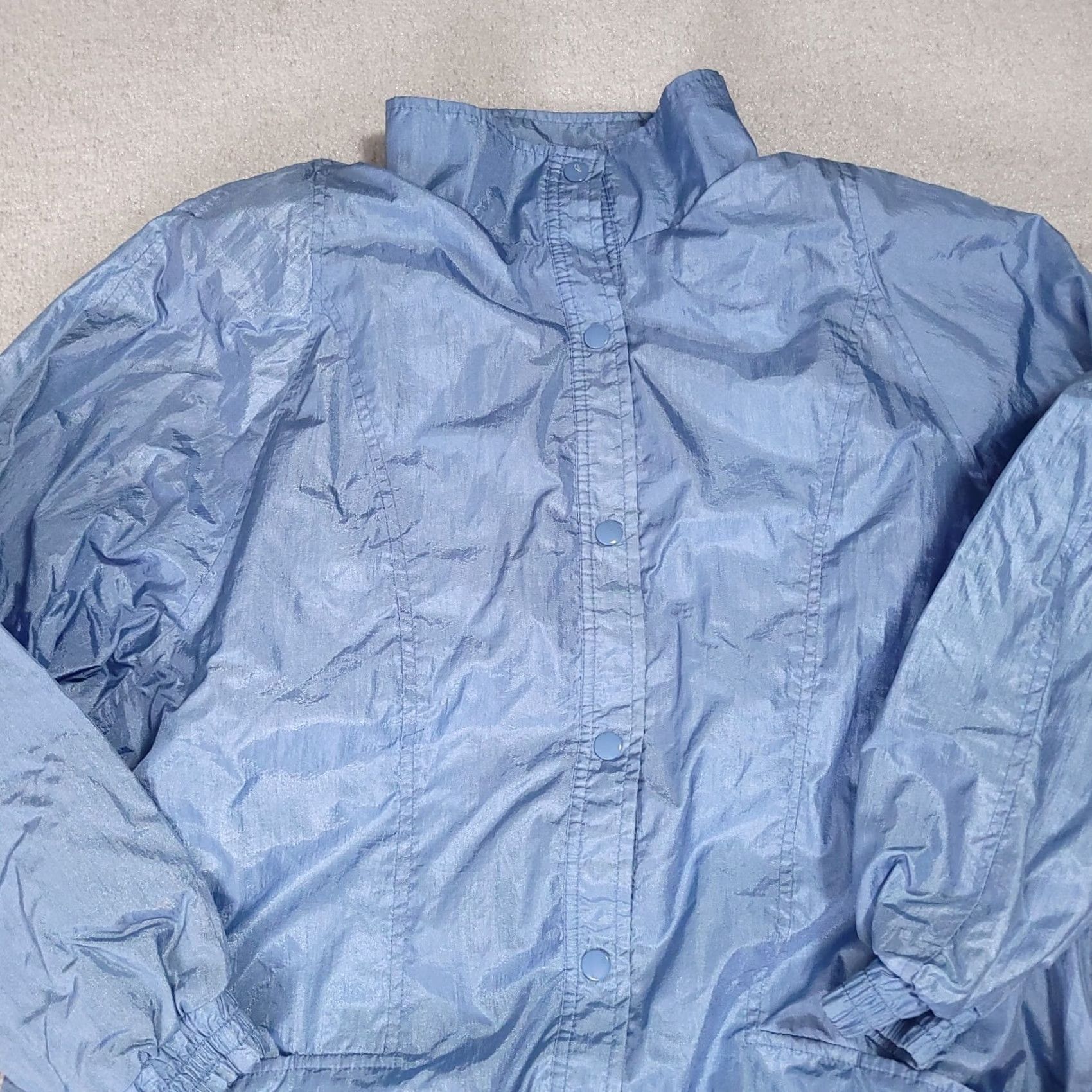 Tudor VINTAGE Tudor Court by Haband Lined Windbreaker Jacket Women XL Light Blue 80s Fall Winter Spring Casual Travel Windbreaker Size XL / US 12-14 / IT 48-50 - 3 Thumbnail