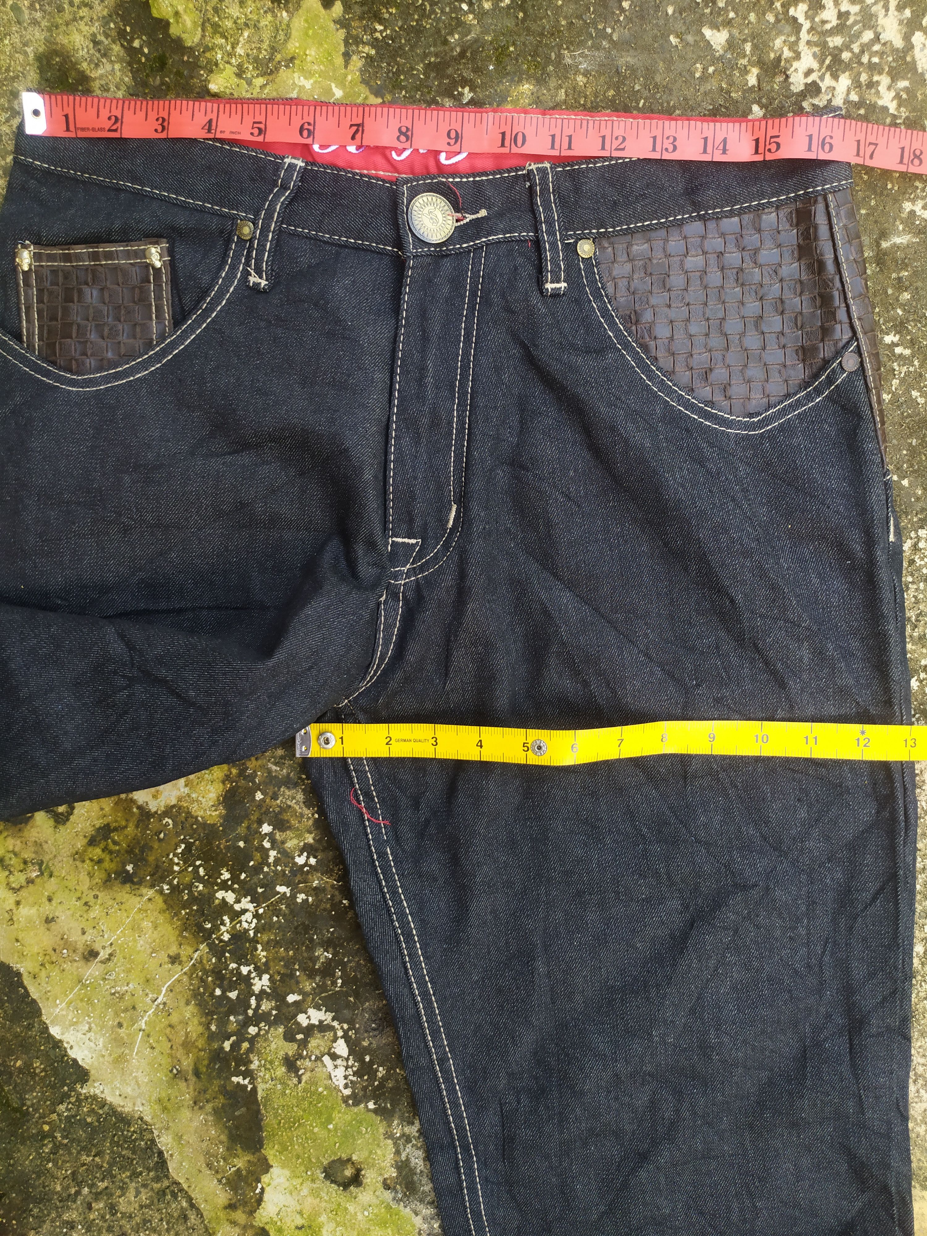 JNCO Kanji Jeans Baggy Leather Pocket Design Size US 34 / EU 50 - 11 Thumbnail