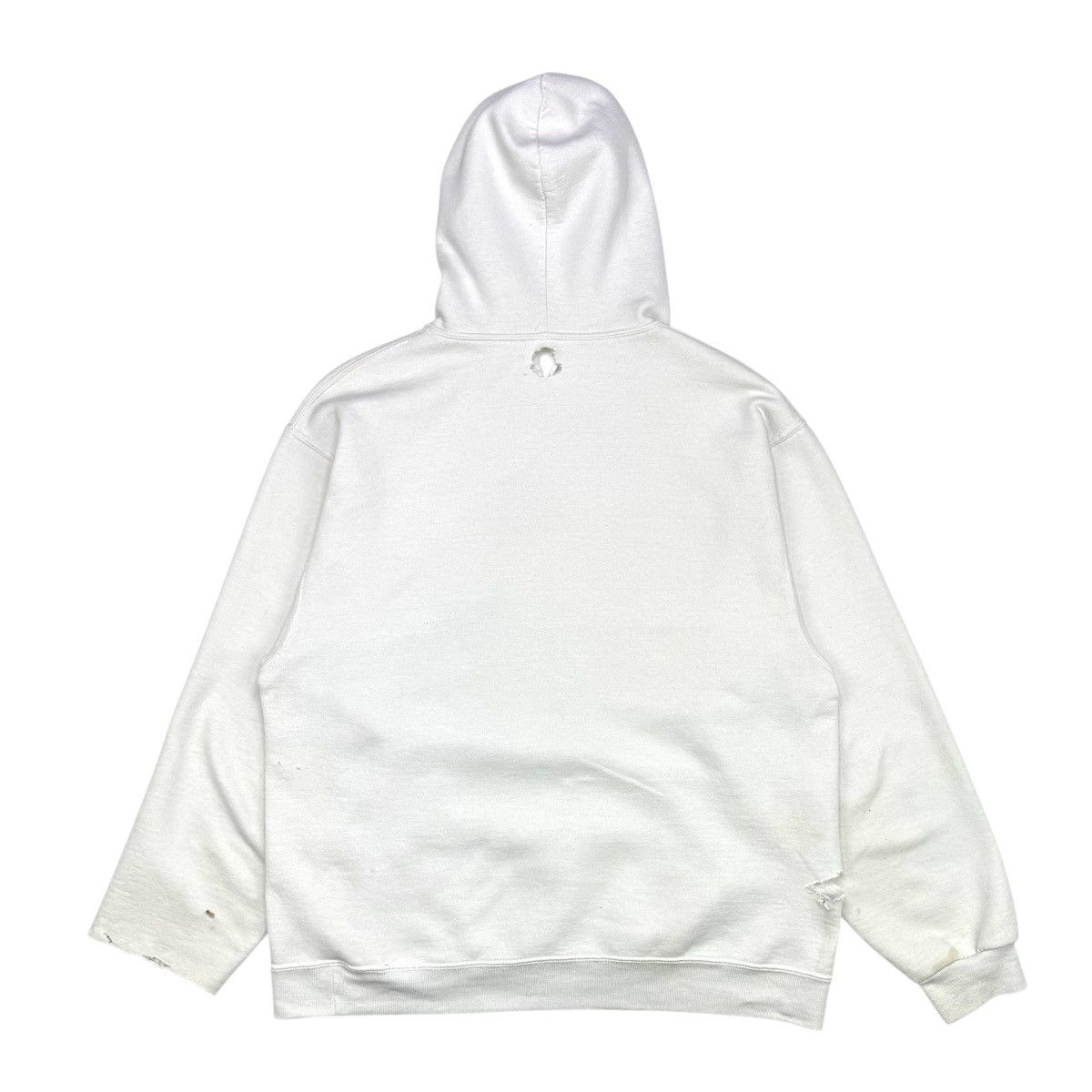 Vintage VINTAGE THRASHED WHITE HOODIE Size US L / EU 52-54 / 3 - 3 Thumbnail