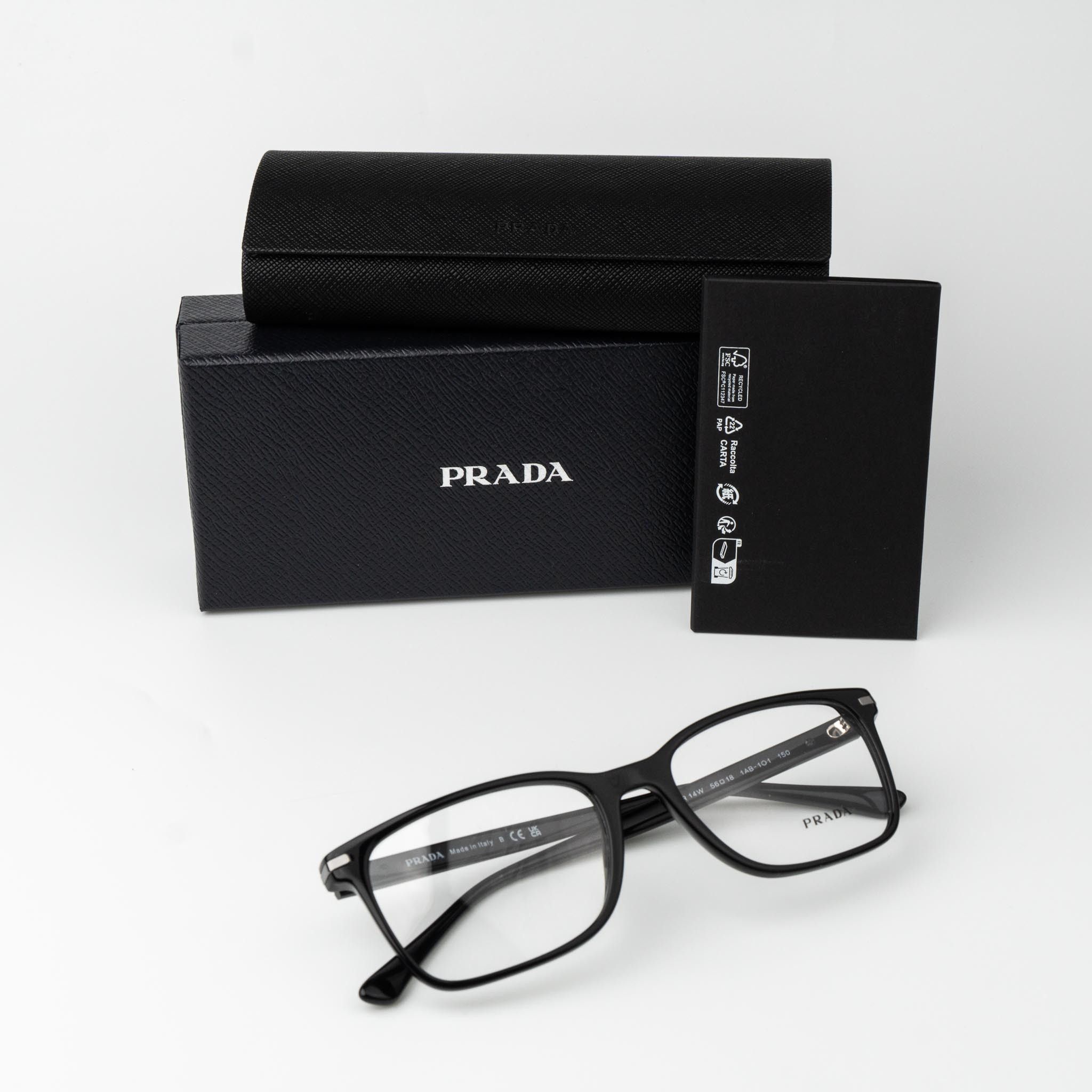 Prada Prada Men Eyeglasses Black Square PR14WV 1AB1O1 BRAND NEW Size ONE SIZE - 9 Thumbnail