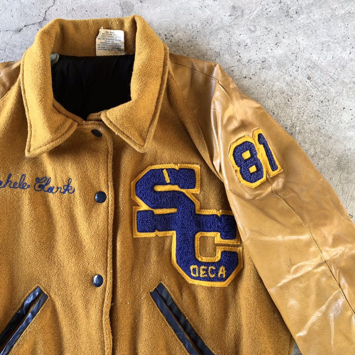 Vintage ADMIRAL SPORTSWEAR Custom Made Leather Varsity Jacket Size US M / EU 48-50 / 2 - 7 Thumbnail