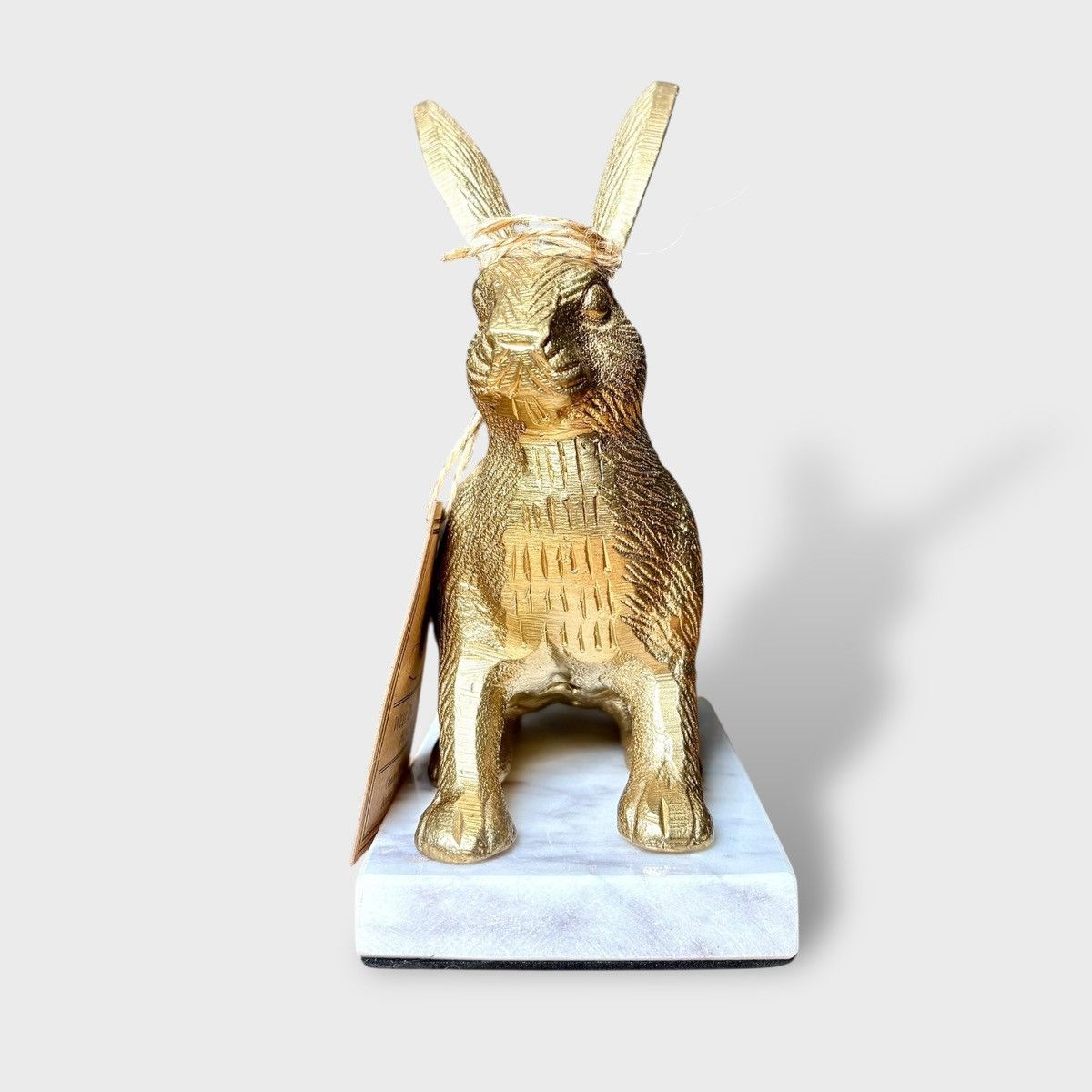 Handmade Well Dressed Home Metal Rabbit Sculpture with Marble Base Size ONE SIZE - 7 Thumbnail