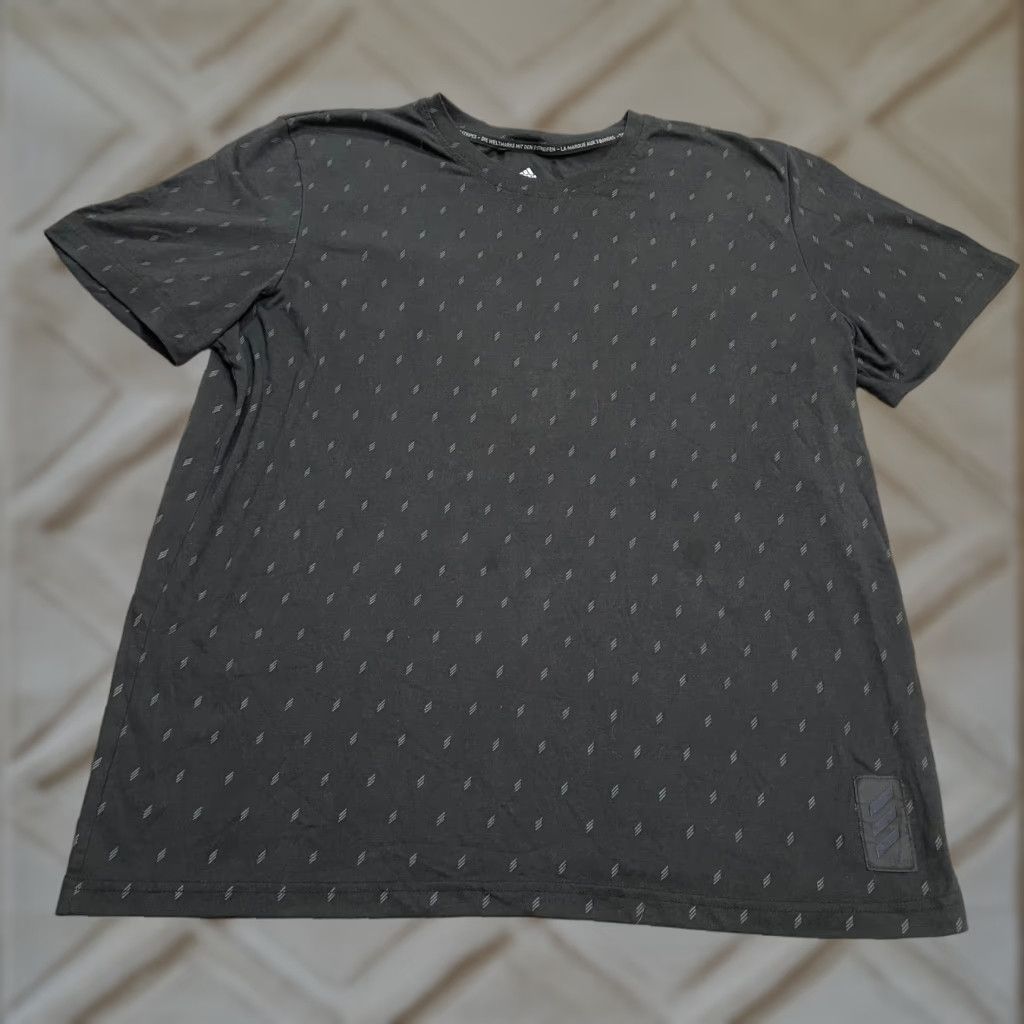 Adidas Adidas Adicross 3 Stripe Allover Print T-Shirt Men XL Black Crew Neck Active Tee Size US XL / EU 56 / 4 - 1 Thumbnail