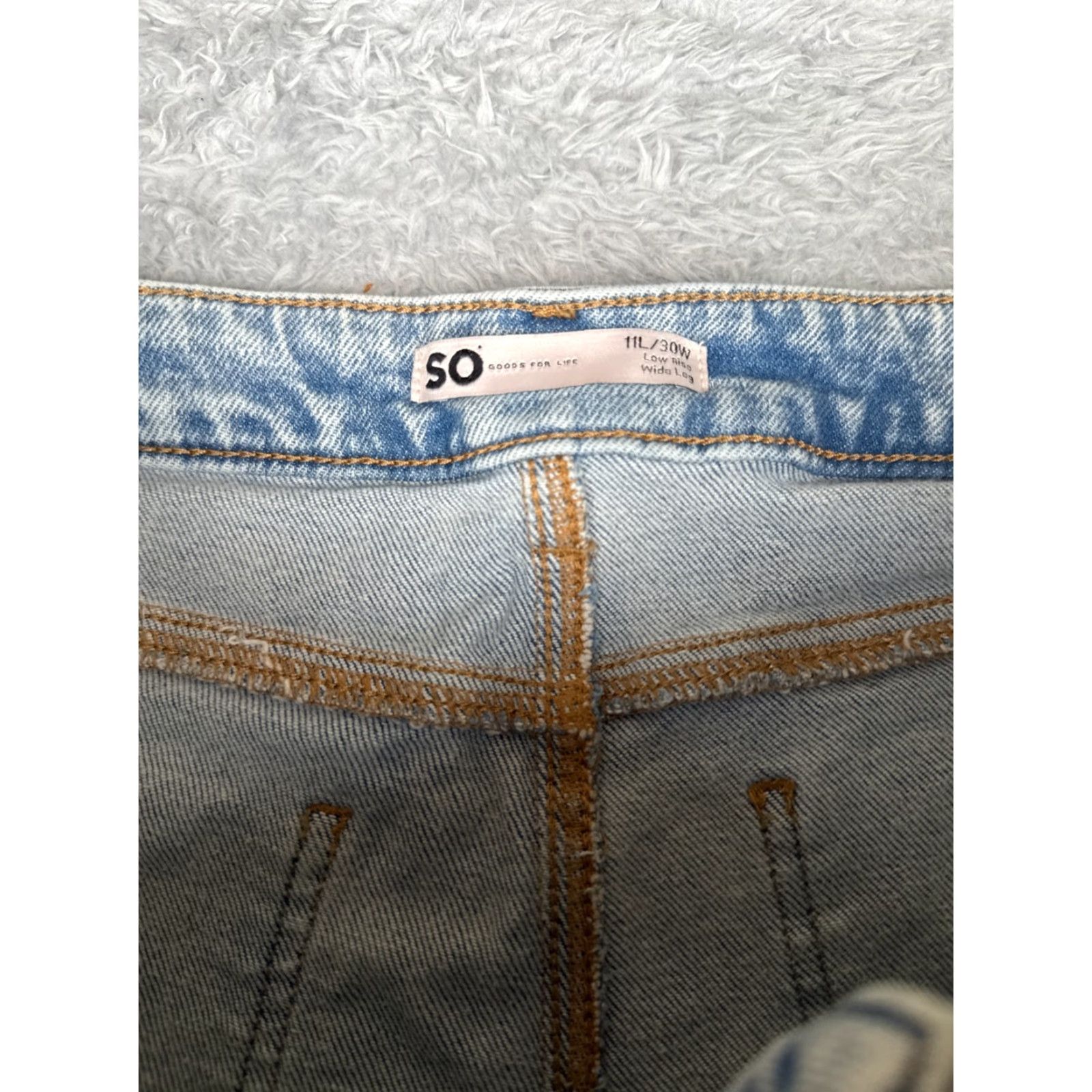 Vintage SO Jeans Juniors 11 Blue Denim Wide-Leg High Rise Cotton Blend Distressed 32x34 Jeans Womens Size 32" / US 10 / IT 46 - 6 Thumbnail
