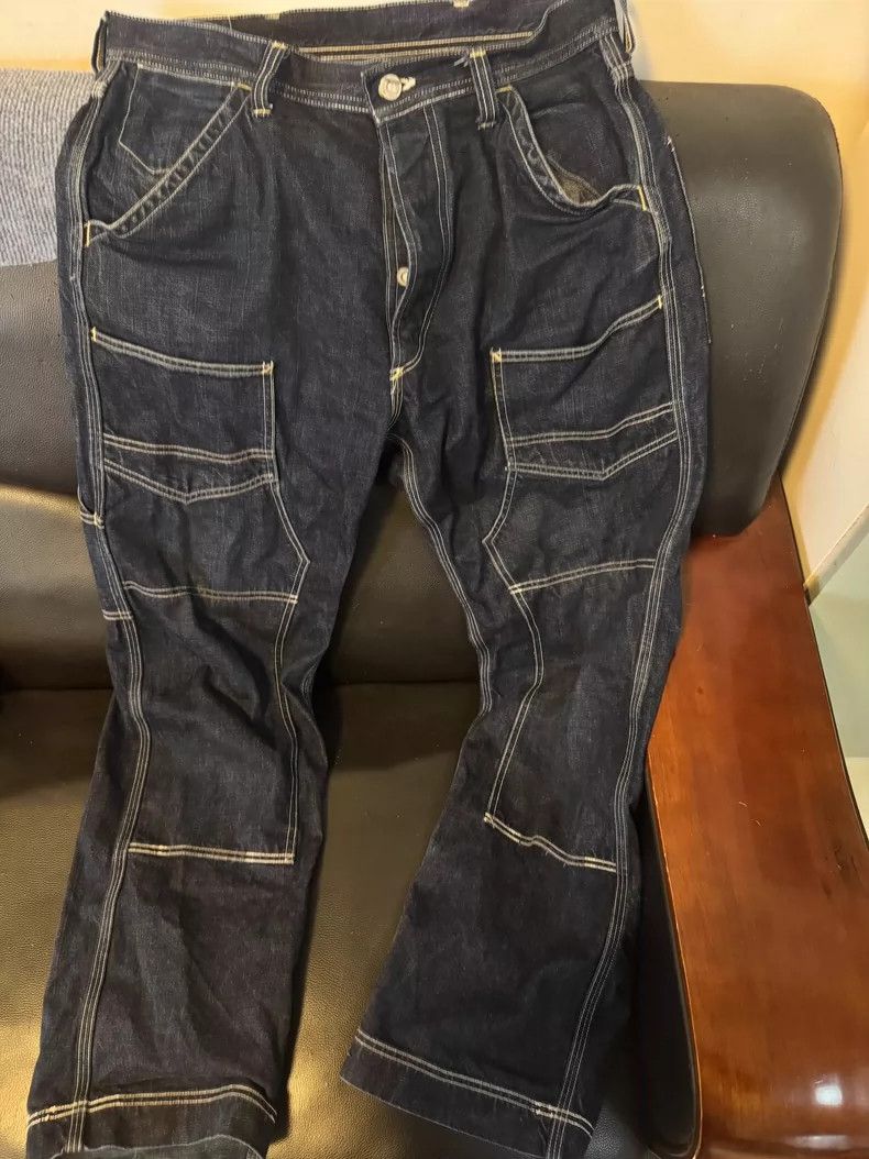 Freewheelers Freewheelers Denim Pants with Patchwork Details Size US 32 / EU 48 - 1 Thumbnail