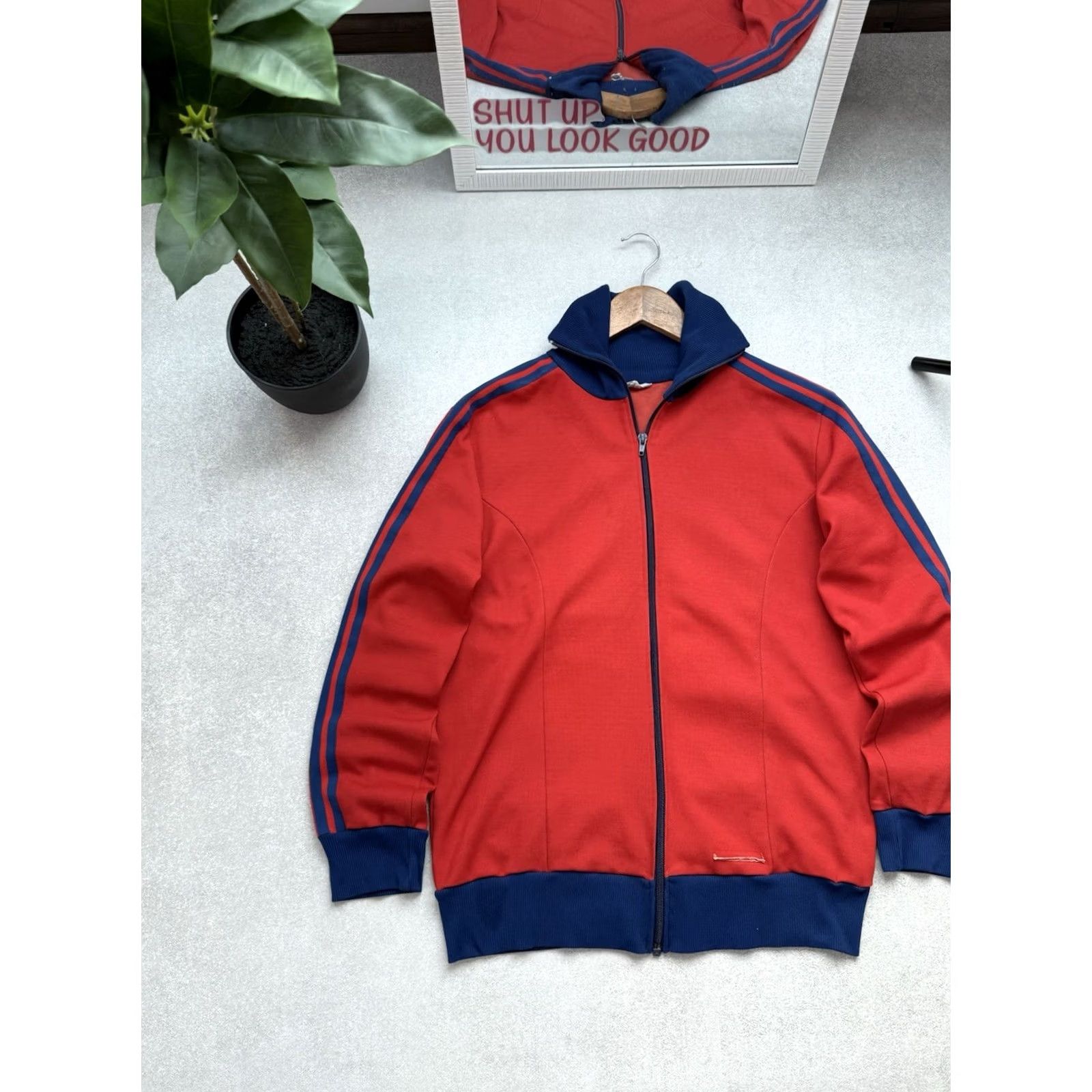 Adidas VINTAGE Adidas West Germany Track Jacket Red Mens M-L Zip Pockets 80s Sports Full Zip Wool? Size US M / EU 48-50 / 2 - 3 Thumbnail