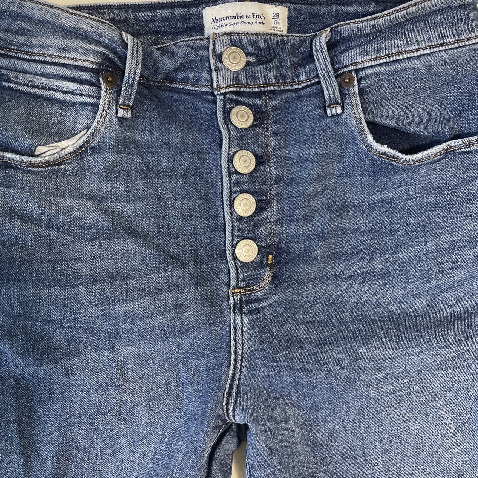 Abercrombie & Fitch Abercrombie Women 28/6 Blue Skinny Ankle High Rise Stretch Size 28" / US 6 / IT 42 - 2 Thumbnail