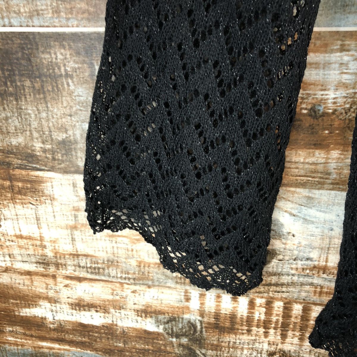 Homespun Knitwear × Japanese Brand Majolica Black Cardigan crochet meshnet Knitwear #A1350 Size M / US 6-8 / IT 42-44 - 7 Thumbnail