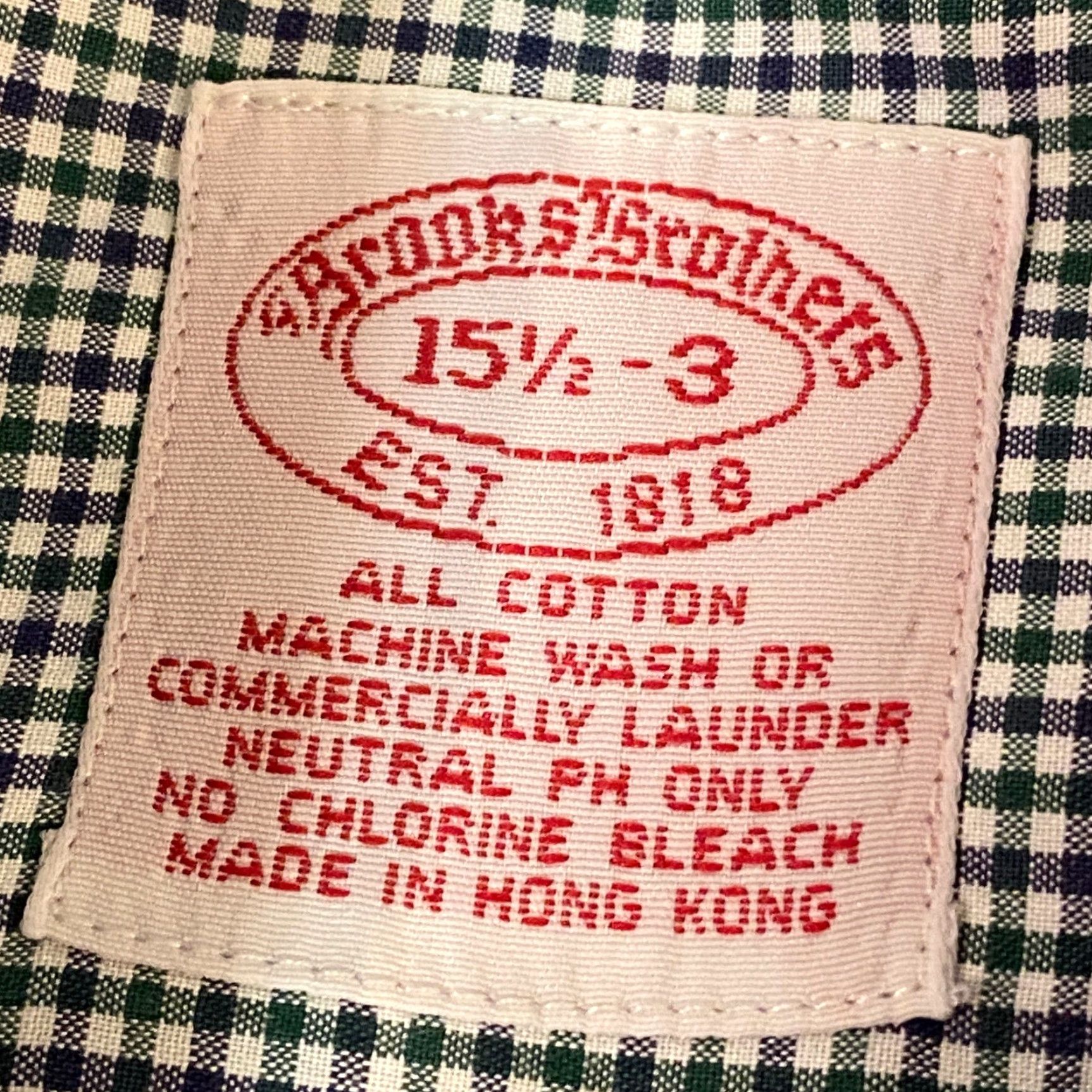 Brooks Brothers VINTAGE Brooks Brothers Shirt Mens 15.5-3 Gingham Button-Down Cotton Classic Fit Blue Long Sleeve Button-Up Mens Shirt Size US L / EU 52-54 / 3 - 3 Thumbnail