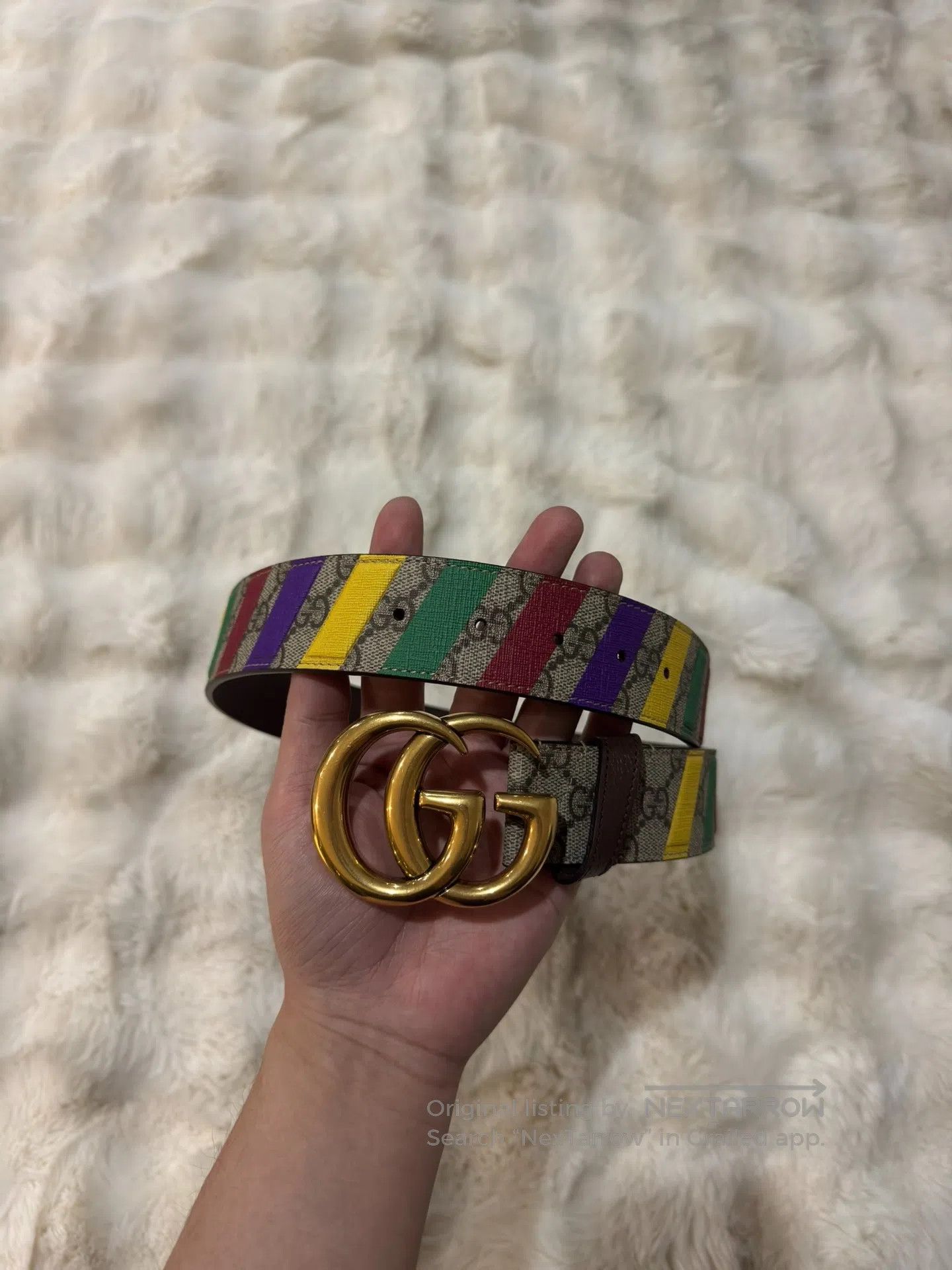 Gucci Guicci size 80 Rainbow Double G Printed Belt| Size ONE SIZE - 2 Thumbnail
