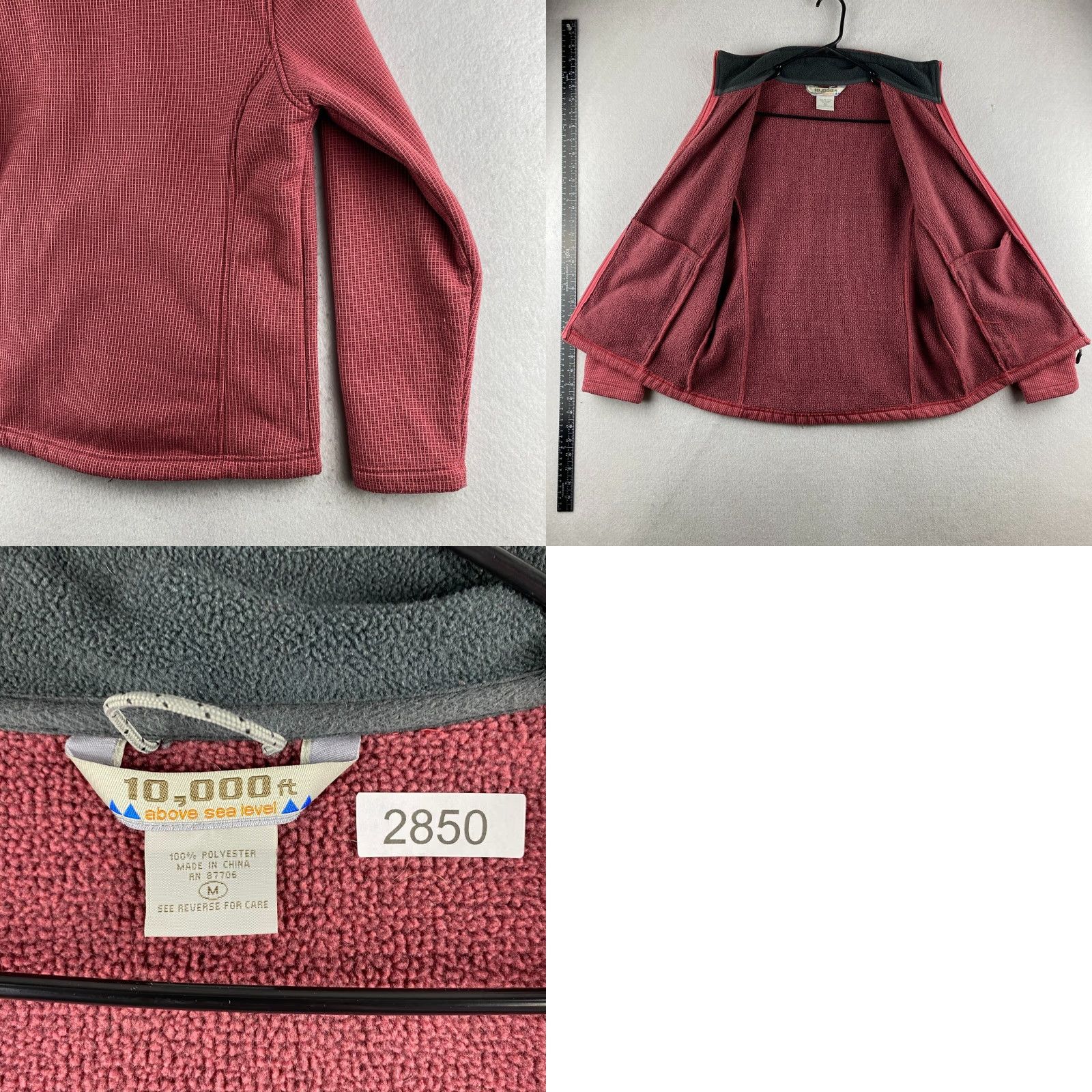 Vintage 10,000 ft Above Sea Level Red Full Zip Sweater Women M Medium Check Pattern Fleece High Collar Size M / US 6-8 / IT 42-44 - 10 Thumbnail