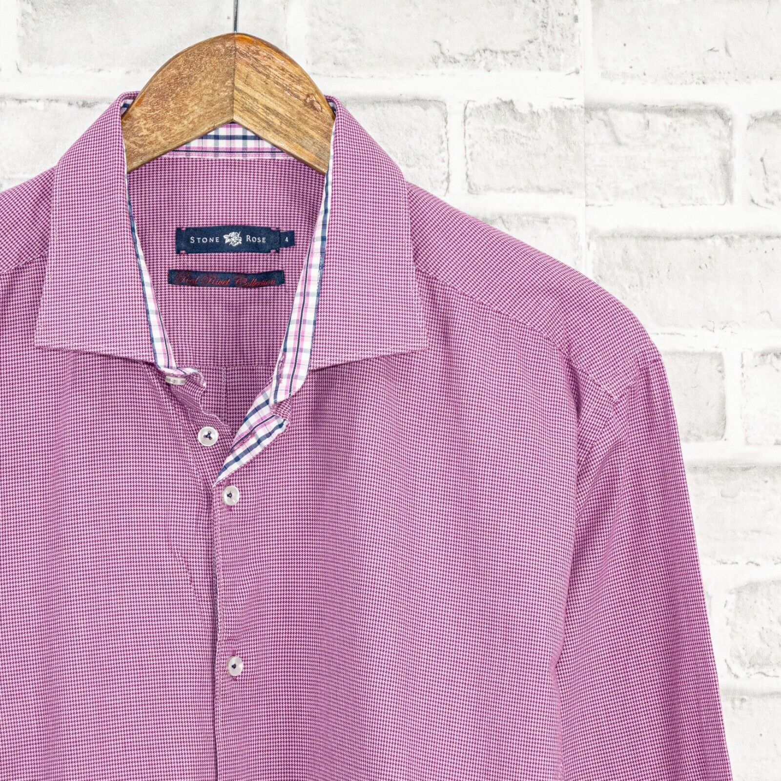 Stone Rose STONE ROSE Red Rivet Button up shirt houndtooth Pink Size 4 Size US XL / EU 56 / 4 - 1 Thumbnail