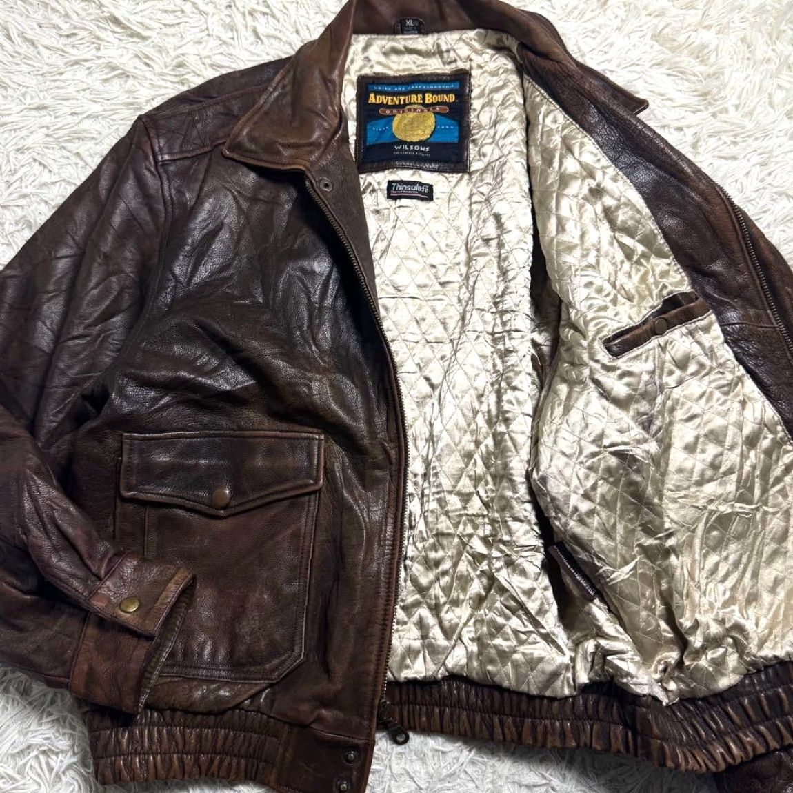 Vintage VINTAGE Wilsons Leather Adventure Bound A-2 Leather Flight Jacket Men's XL Brown Wool? Size US XL / EU 56 / 4 - 2 Thumbnail