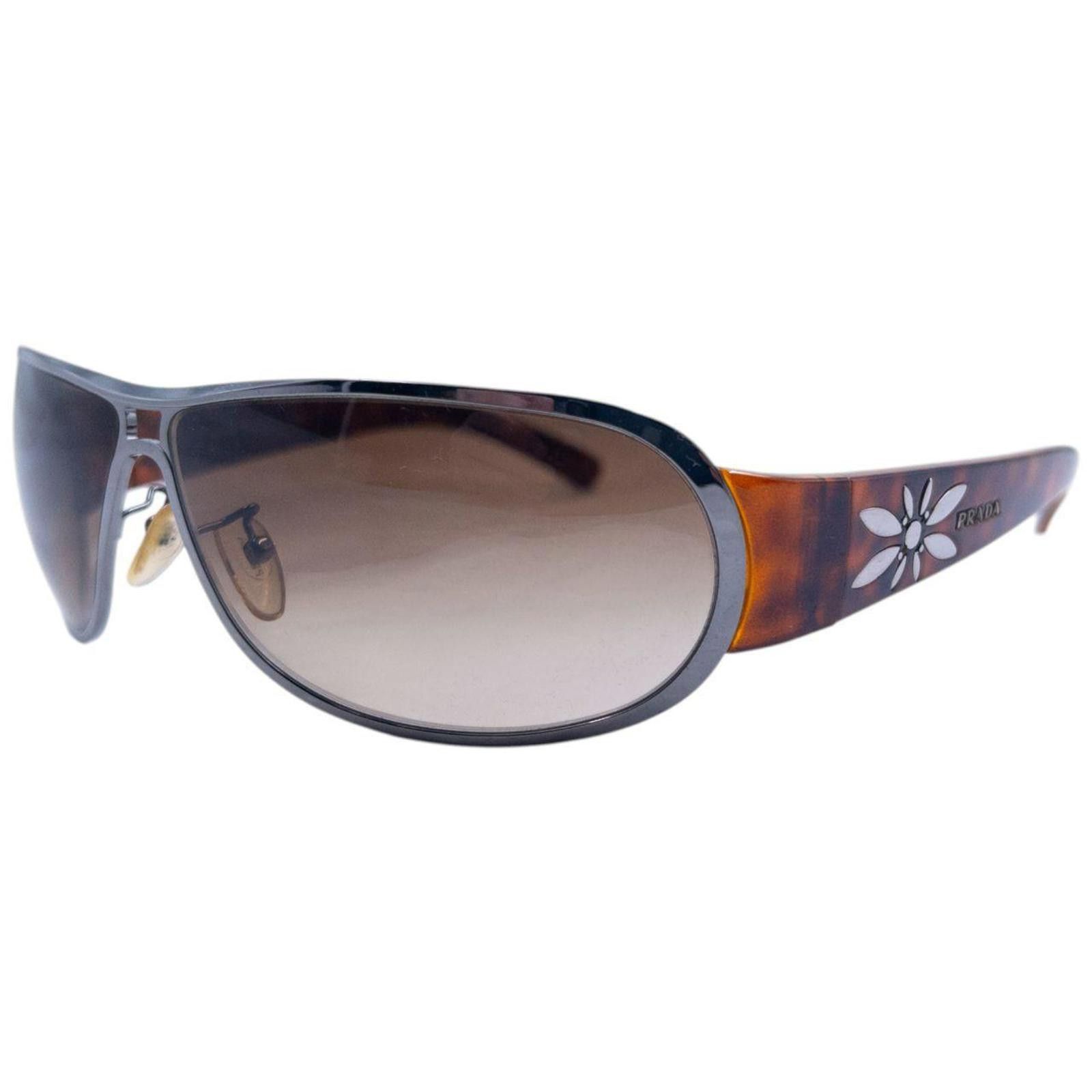 Prada Vintage 2000s Prada Tortoise Shell Flower Sunglasses Size ONE SIZE - 1 Thumbnail
