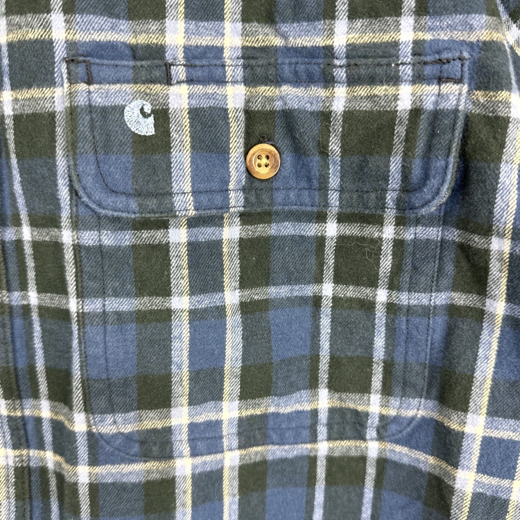 Carhartt Carhartt Shirt Mens Medium Blue Plaid Flannel Button-Up Pocketed 100122 Relaxed Fit Vintage-Inspired 90s Grunge Hip Hop Outdoor Workwear Size US M / EU 48-50 / 2 - 6 Thumbnail