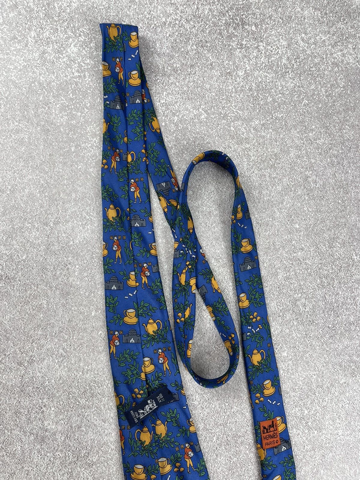 Hermes × Vintage Vintage Hermes Paris Silk Tie Blue Size ONE SIZE - 7 Thumbnail
