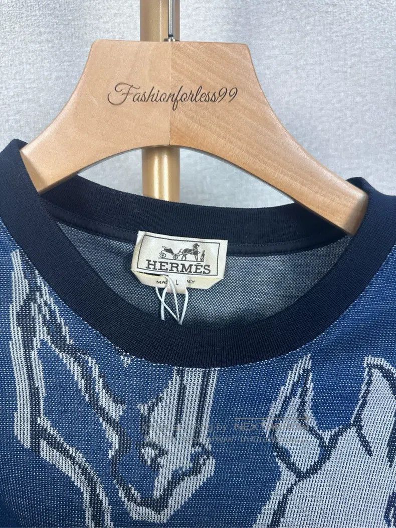 Hermes Hermes Navy blue graffiti knitted short-sleeve Size US L / EU 52-54 / 3 - 3 Thumbnail