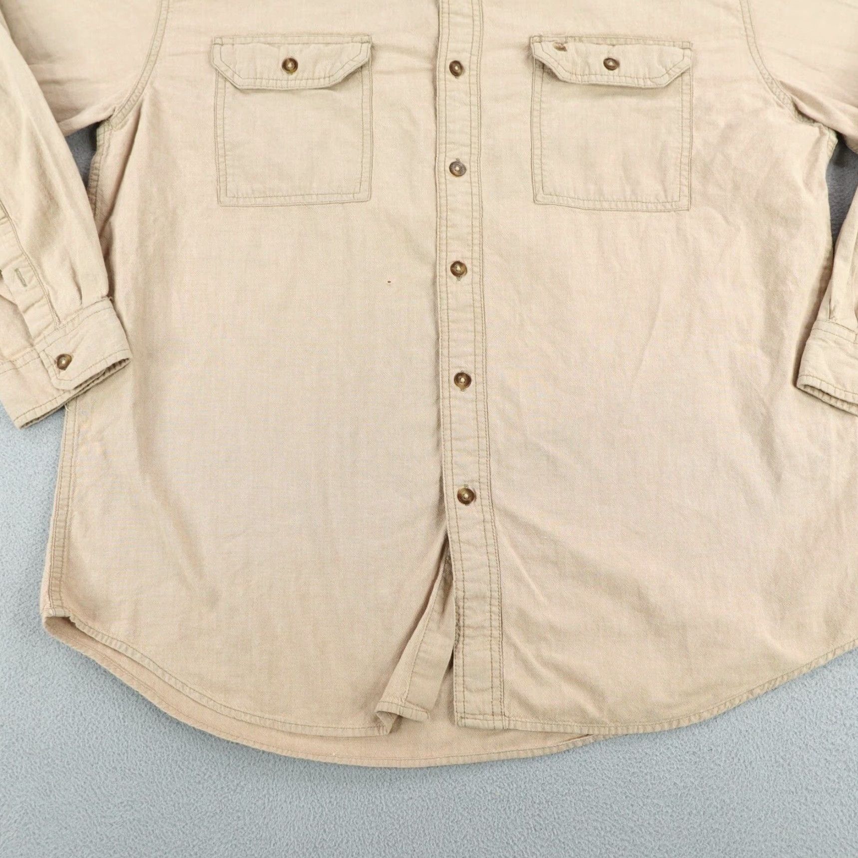 Carhartt VINTAGE Carhartt Shirt Mens XL Khaki Beige Tan Midweight Chambray Button Up Utility Size US XL / EU 56 / 4 - 5 Thumbnail