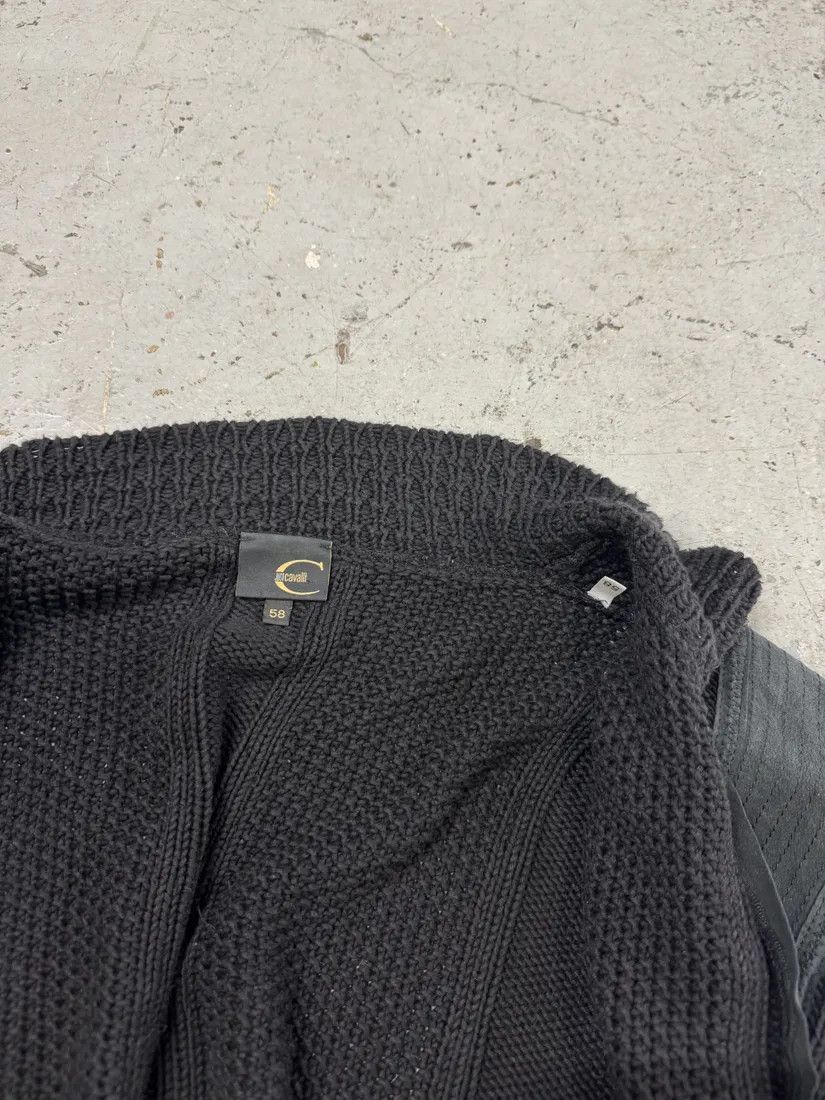 Just Cavalli SS2007 Cavalli Black Wool Biker Hybrid Zip-up Jacket Size US L / EU 52-54 / 3 - 5 Thumbnail