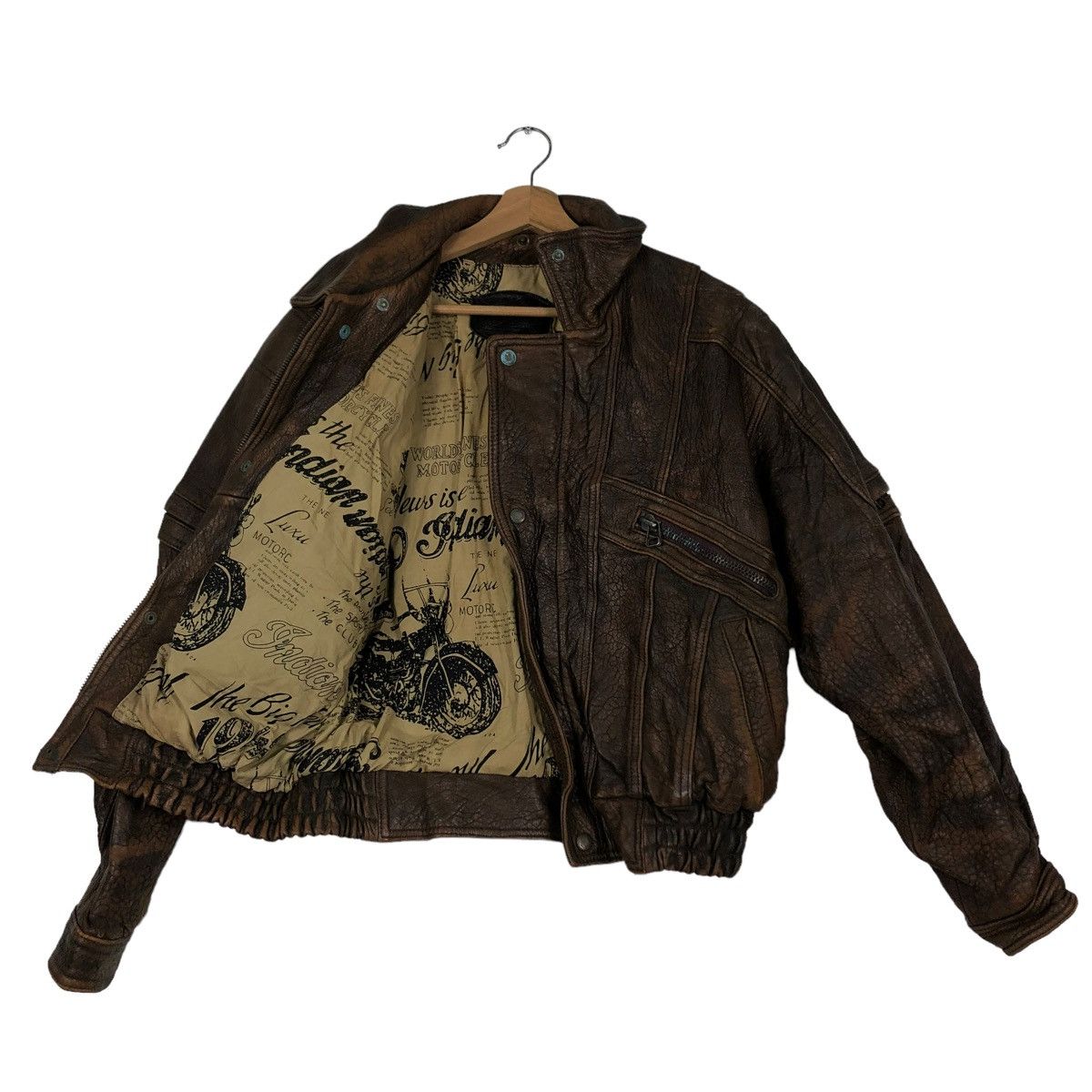 Aero Leathers 🔥VINTAGE BIKER LEATHER JACKET ROADMASTER RARE LINING DESIGN Size US L / EU 52-54 / 3 - 10 Thumbnail