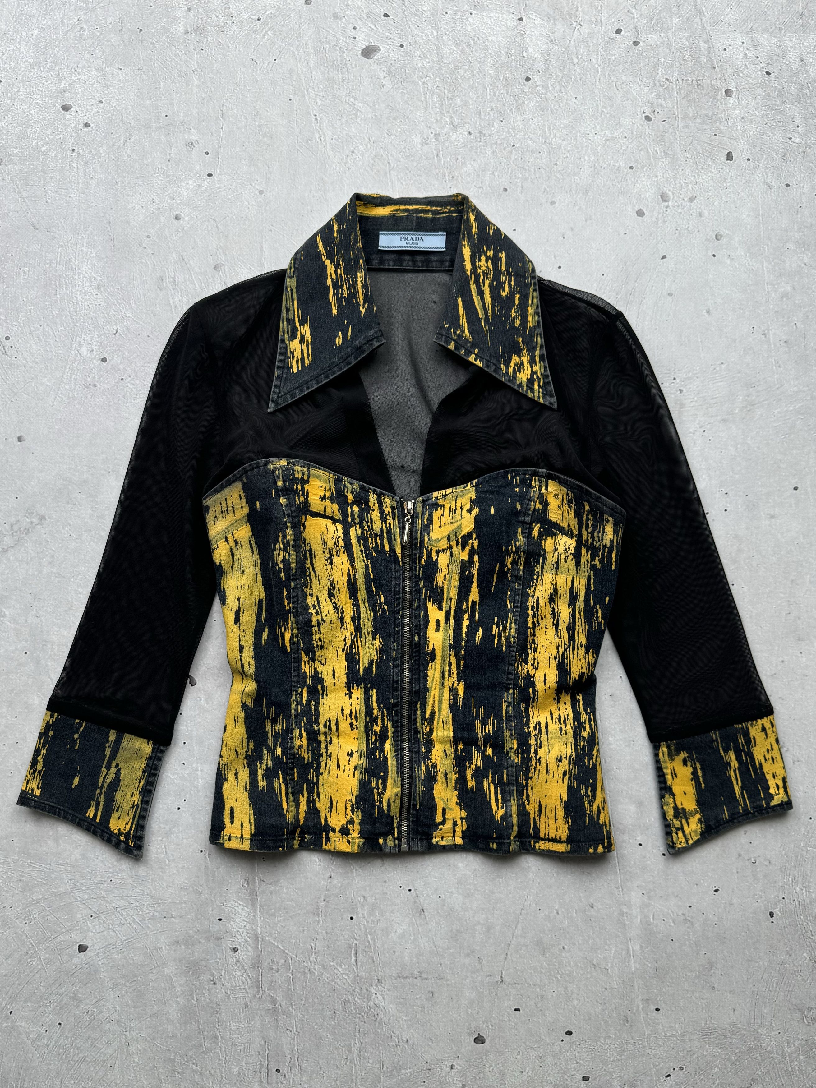 image of Avant Garde x Prada Archive Vintage Mesh Zip Blouse, Women's (Size Small)