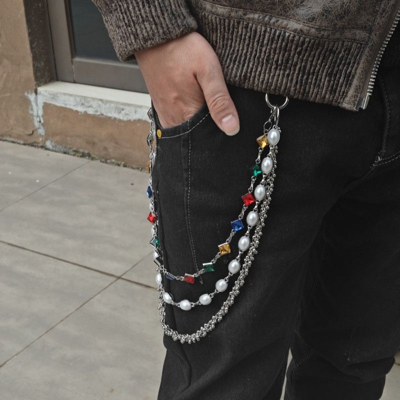 Japanese Brand Delicate Color Rhinestone 3 Layers Pearl Pants Chain Size ONE SIZE - 6 Thumbnail