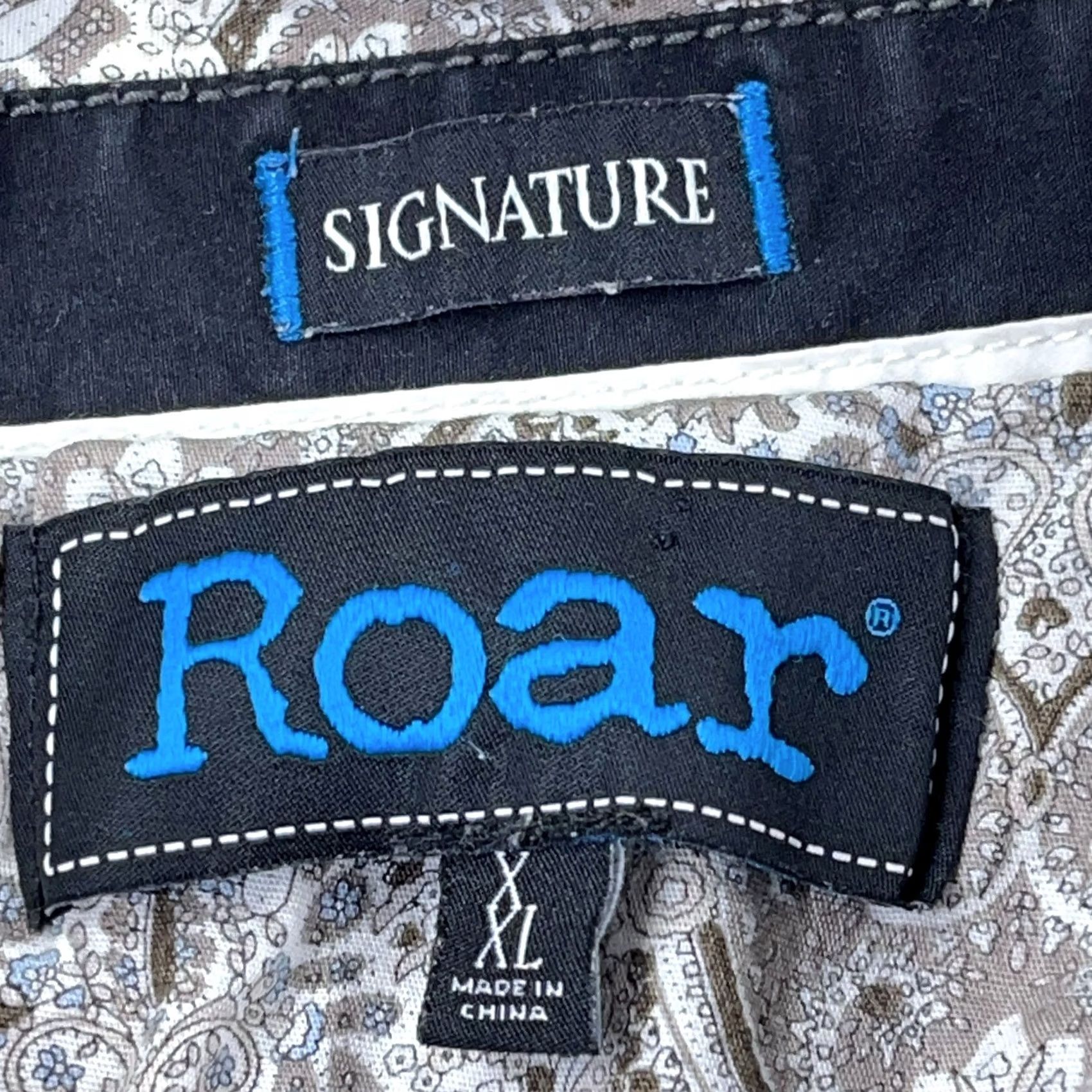 Roar Roar Shirt Men XL Gray Paisley Button Up Rockabilly Western Yoke Cross Punk MMA Size US XL / EU 56 / 4 - 4 Thumbnail