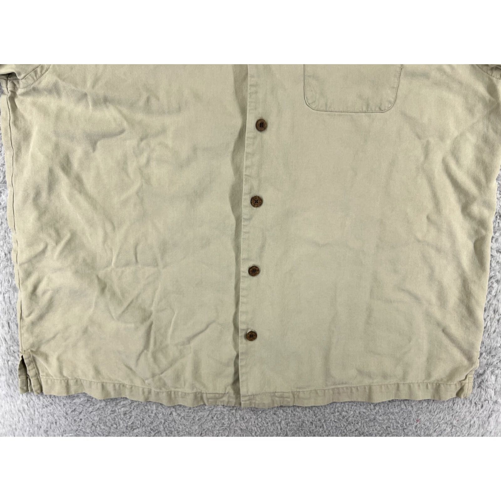 Tommy Bahama Tommy Bahama Shirt Men XL Beige Button-Up Silk Hawaiian Pocket Vacation Casual Travel 44in Chest Size US XL / EU 56 / 4 - 7 Thumbnail
