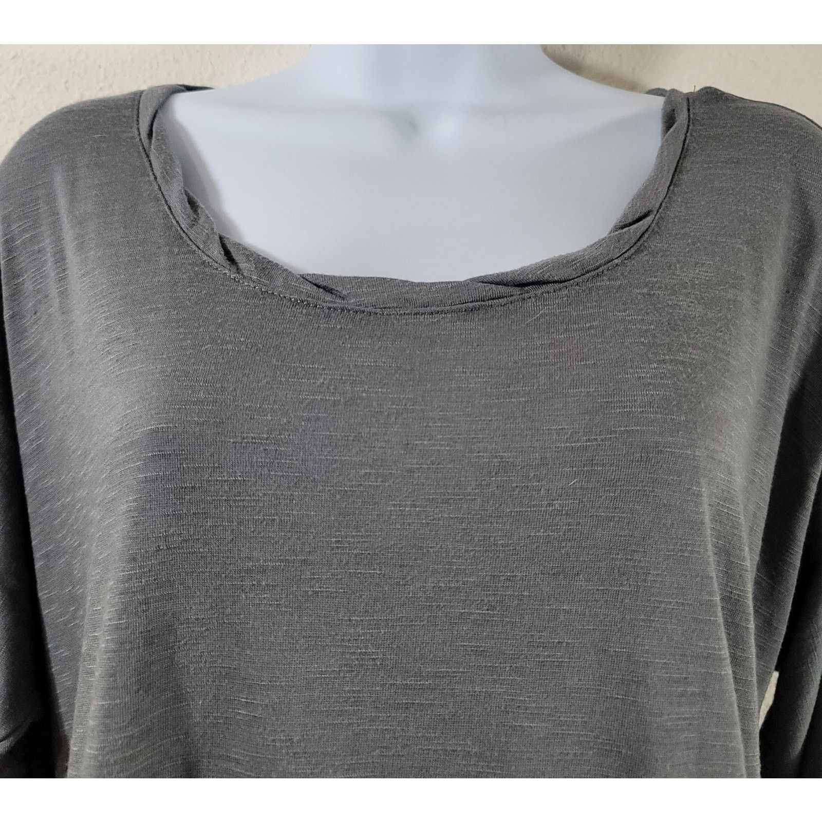 Other Cato Gray Slub Knit Twisted Round Collar Top Large Size L / US 10 / IT 46 - 6 Thumbnail