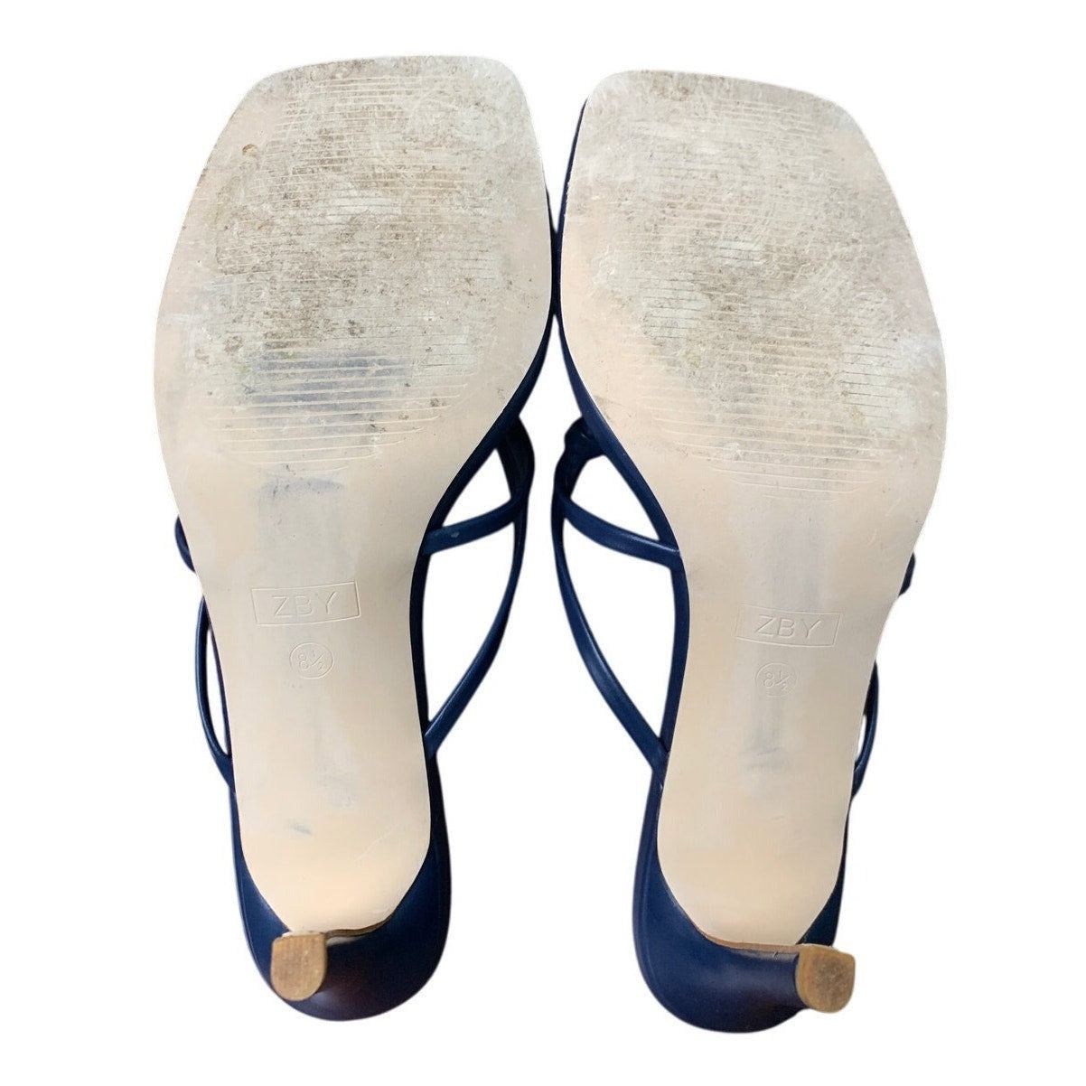 Other Coutgo Women's 8.5 Navy Blue Strappy Slide Sandal Heels Size US 8.5 / IT 38.5 - 7 Thumbnail