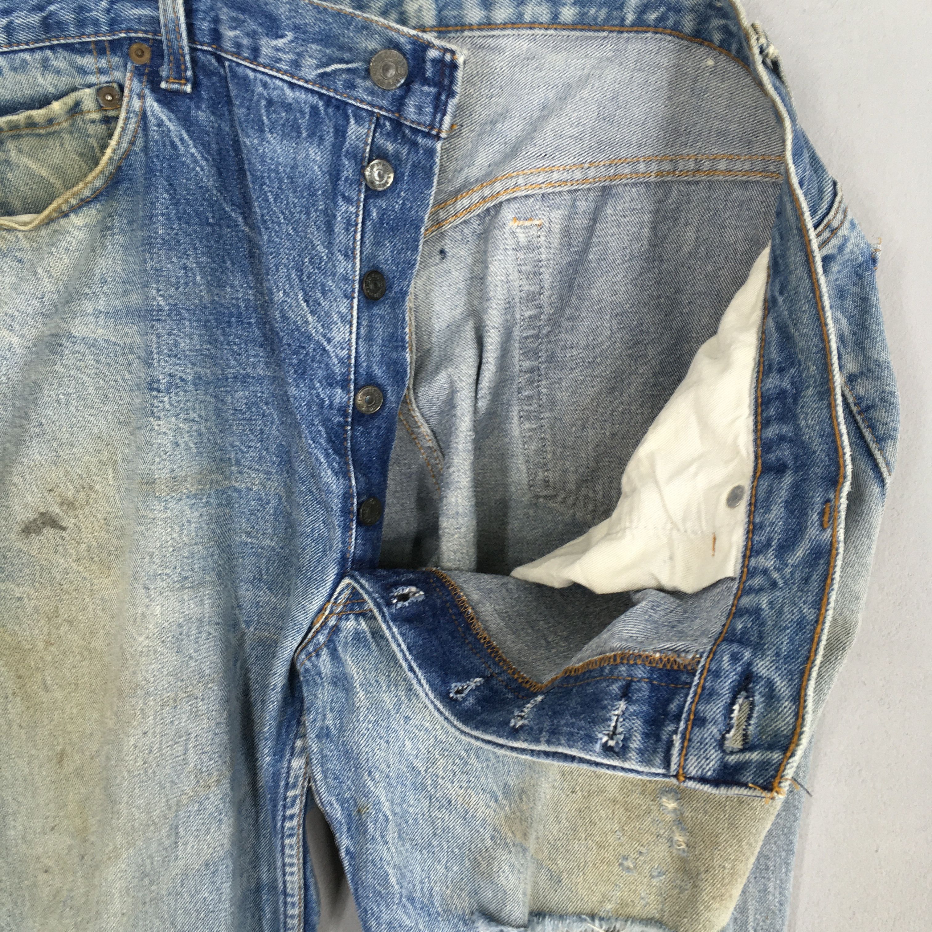 Levi's Size 37x28.5 Vintage 90s Levi's 501 Distressed Jeans S1749 Size US 37 - 7 Thumbnail