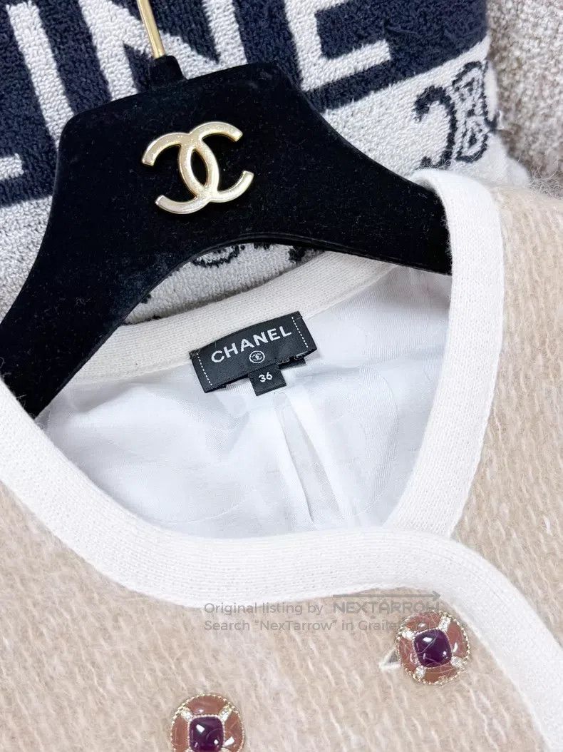 Chanel Chanel Khaki white double-breasted horsehair long-sleeved Size XS / US 0-2 / IT 36-38 - 5 Thumbnail