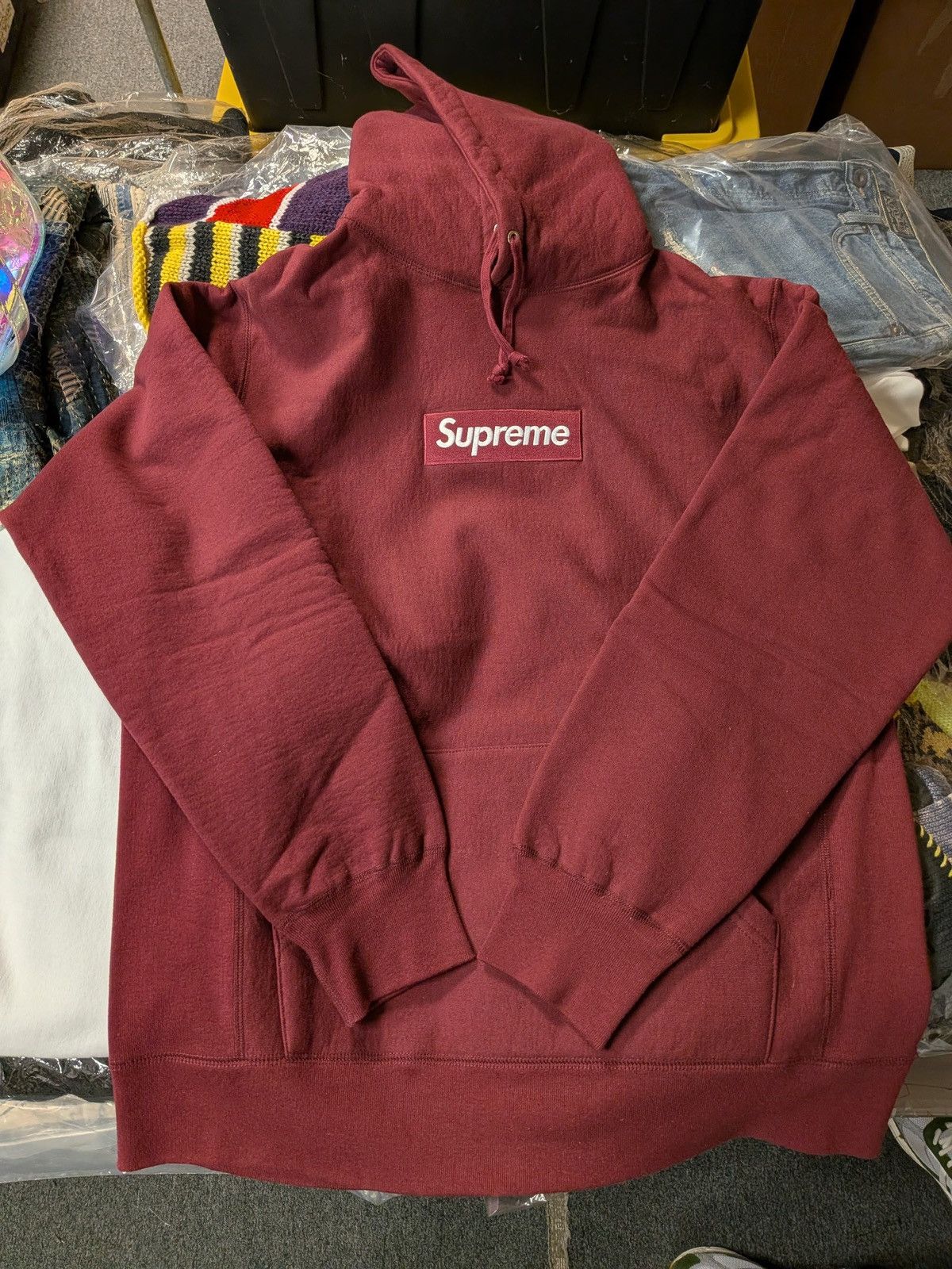 Supreme FW11 Supreme Box Logo Pullover Hooded Sweatshirt Burgundy XL Size US XL / EU 56 / 4 - 15 Thumbnail