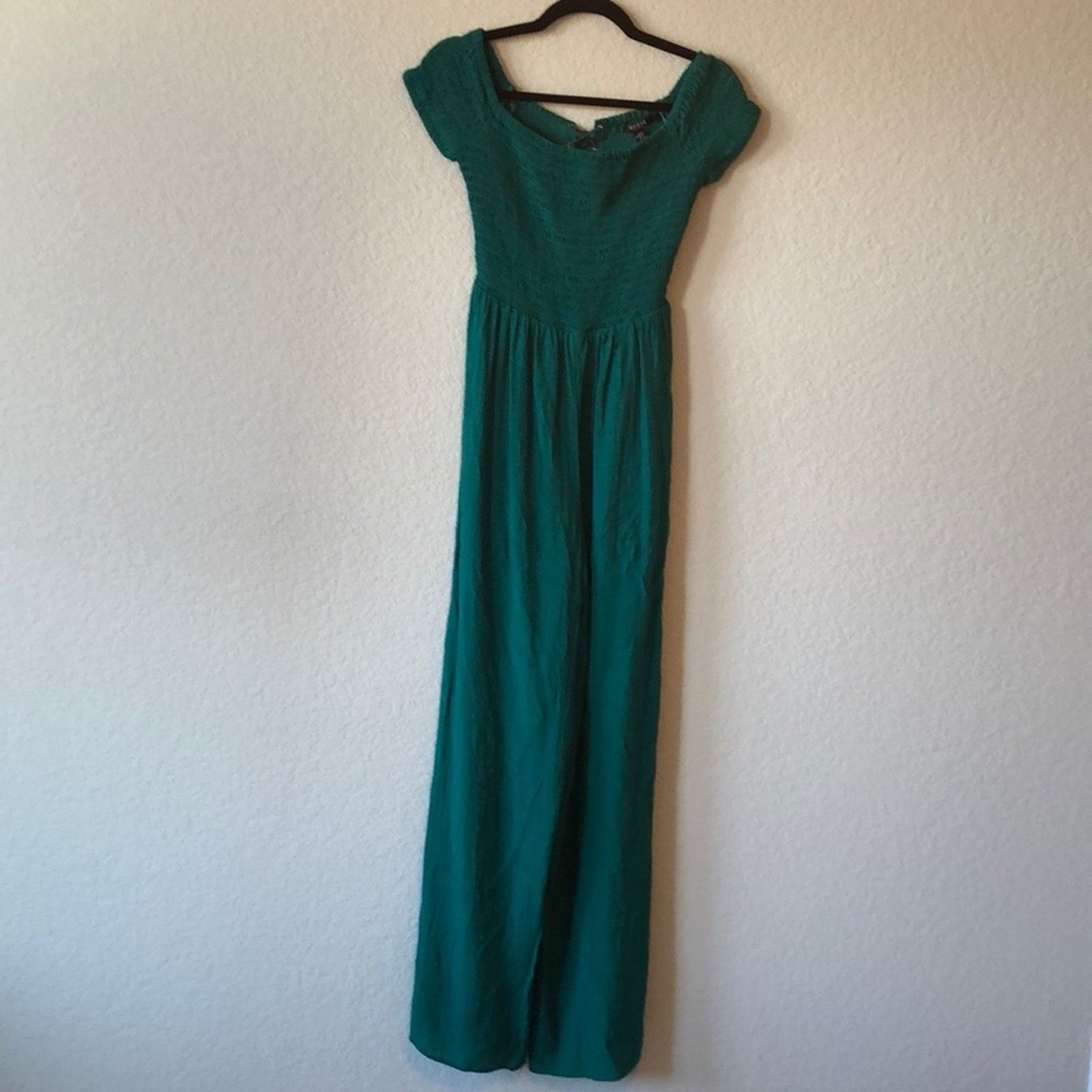 Guess Guess Berry Lilly jumpsuit off shoulder wide leg green sz S Size 27" / US 4 / IT 40 - 3 Thumbnail