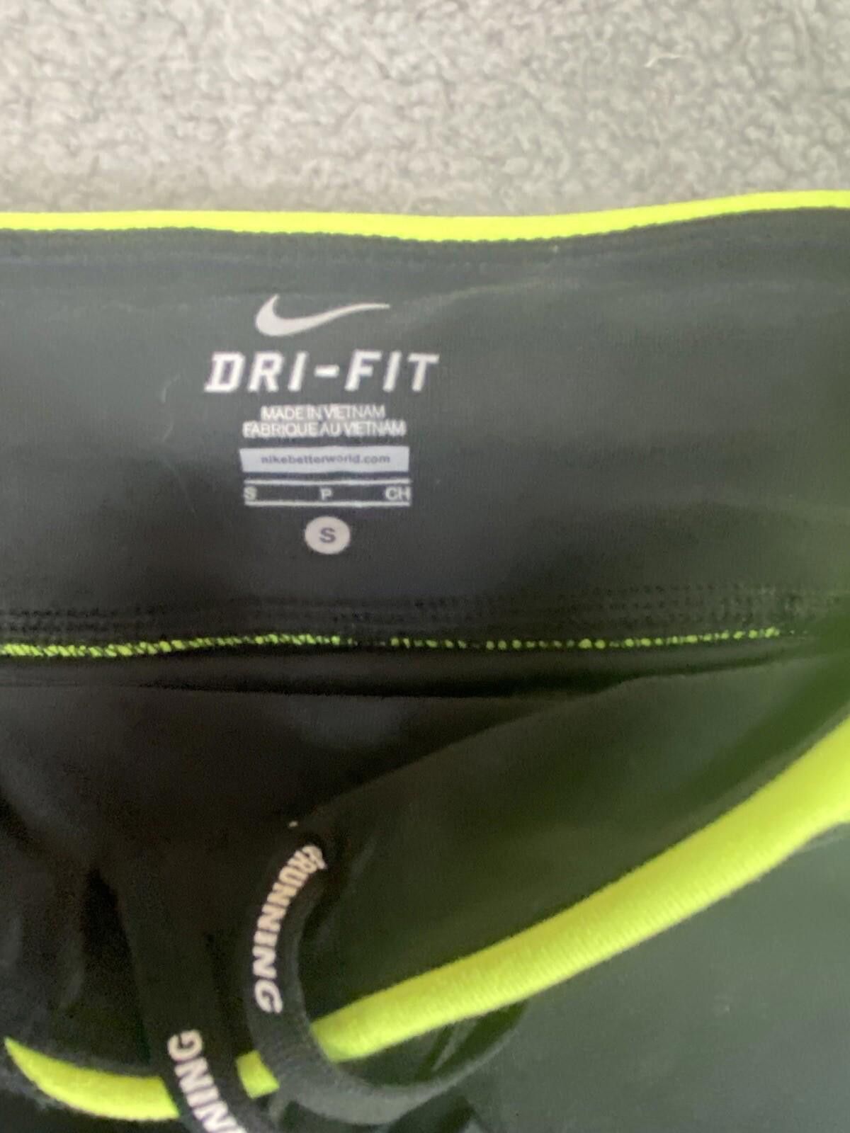 Nike Nike Dri-Fit Womens Small Athletic Pants Black / Neon Yellow Size 28" / US 6 / IT 42 - 3 Thumbnail