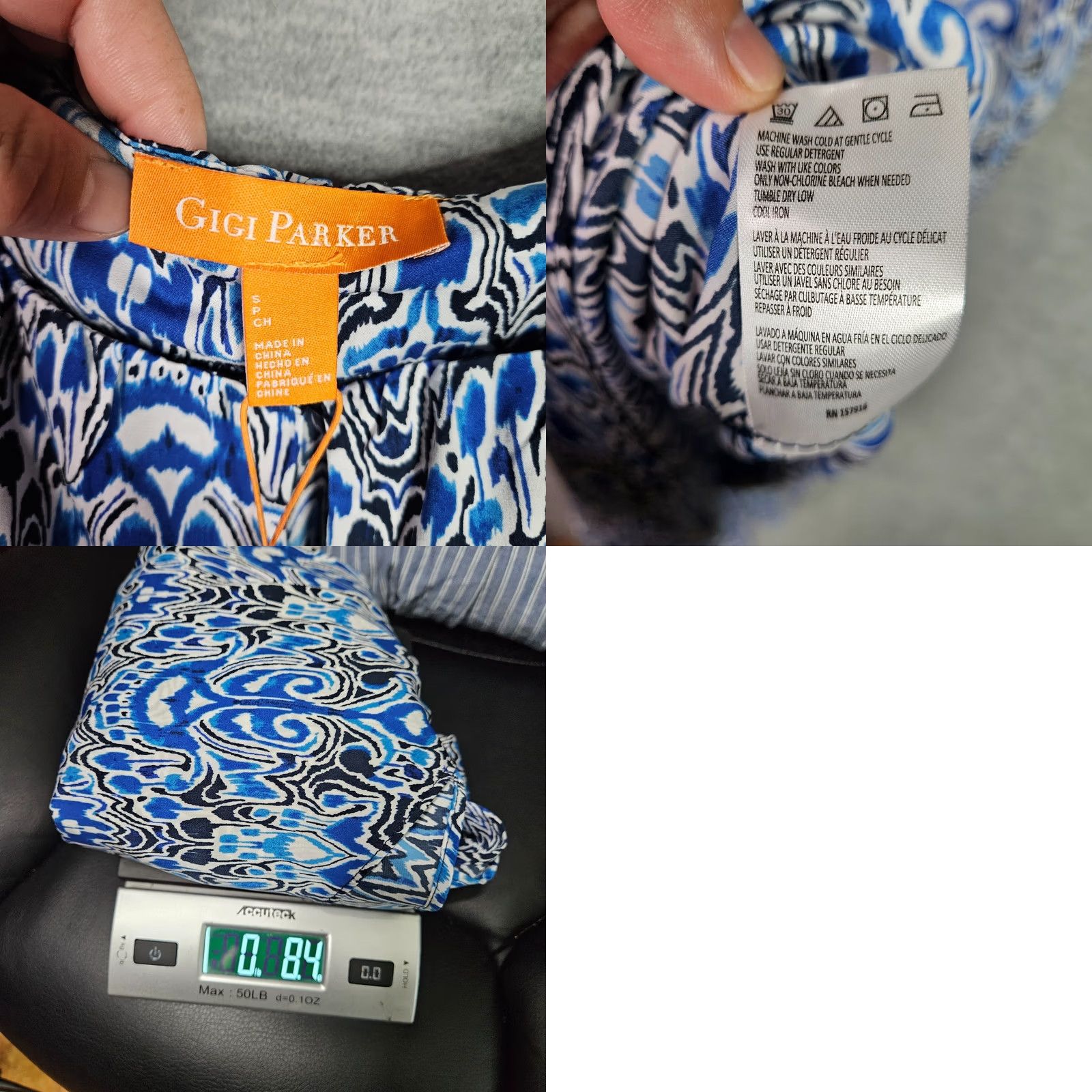 Vintage Gigi Parker Womens S Kaftan Dress Sleeveless Blue Distressed Ikat NWT Abstract Print FlowY Dress NWT Size S / US 4 / IT 40 - 8 Thumbnail