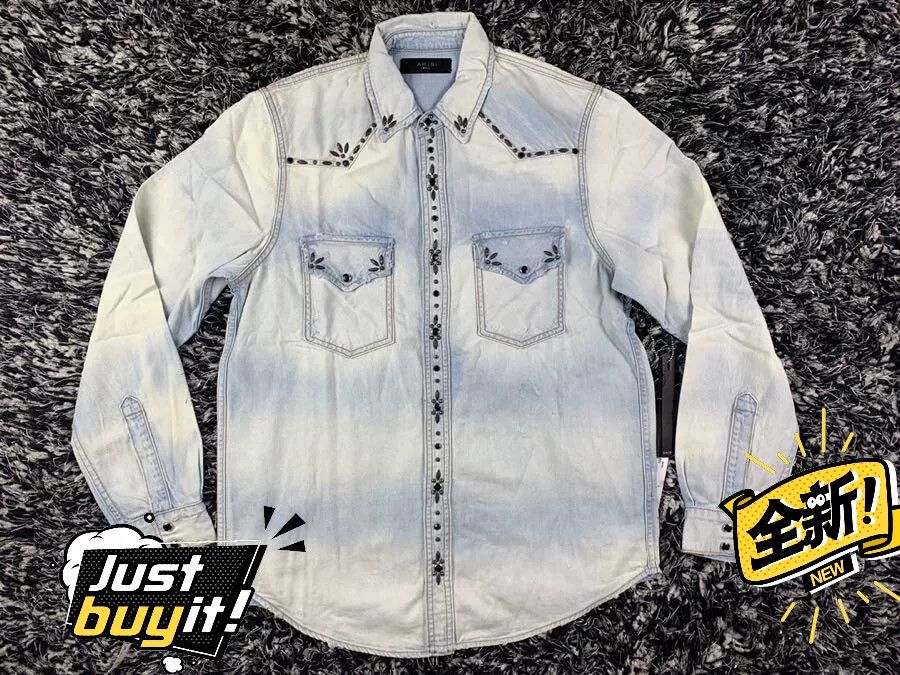 Amiri Amiri Distressed Denim Shirt Size S Size US S / EU 44-46 / 1 - 1 Thumbnail