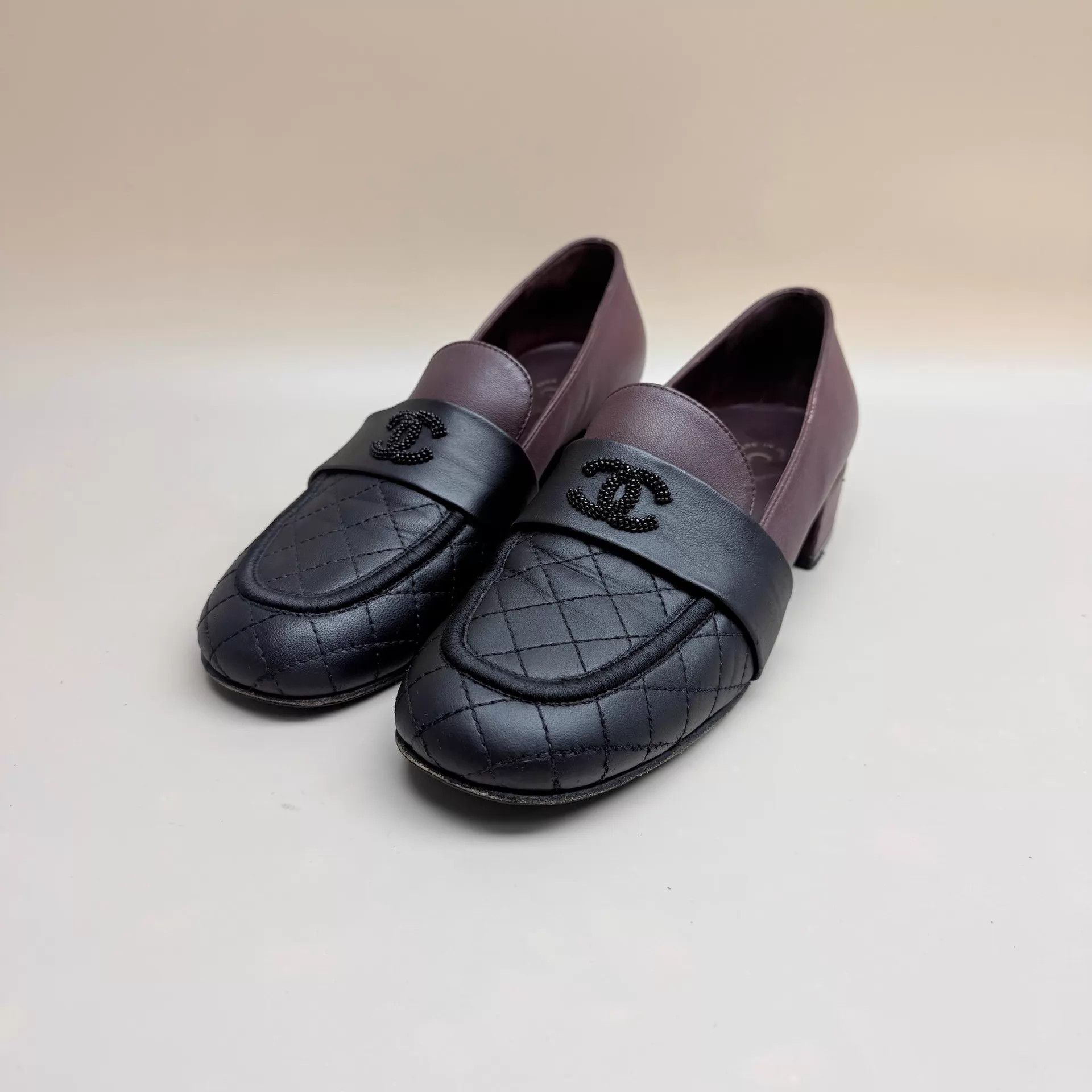 Chanel CHANEL CC Quilted Black Purple Loafer 37 99New Size US 6.5 / IT 36.5 - 1 Thumbnail