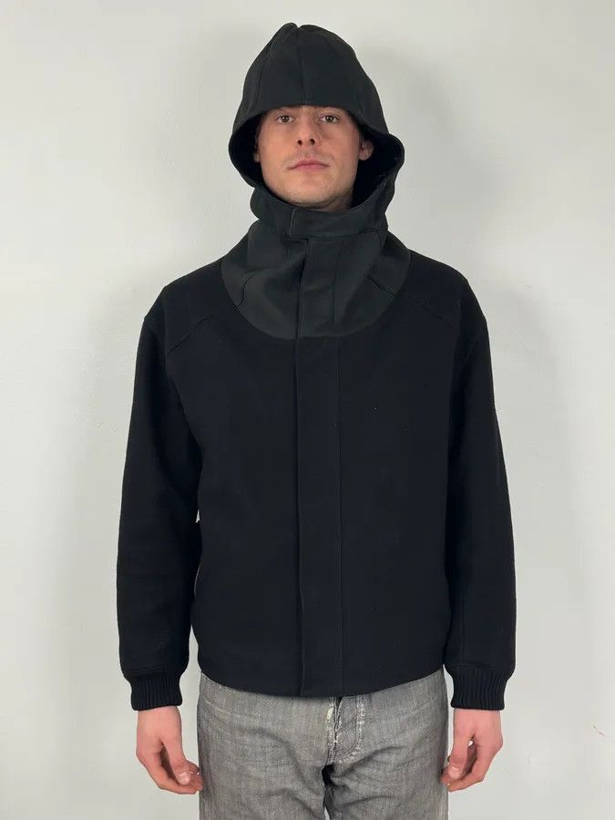 Dior 2010s Dior Black Wool & Leather Hooded Cozy Jacket by Kris Van Assche Size US M / EU 48-50 / 2 - 4 Thumbnail