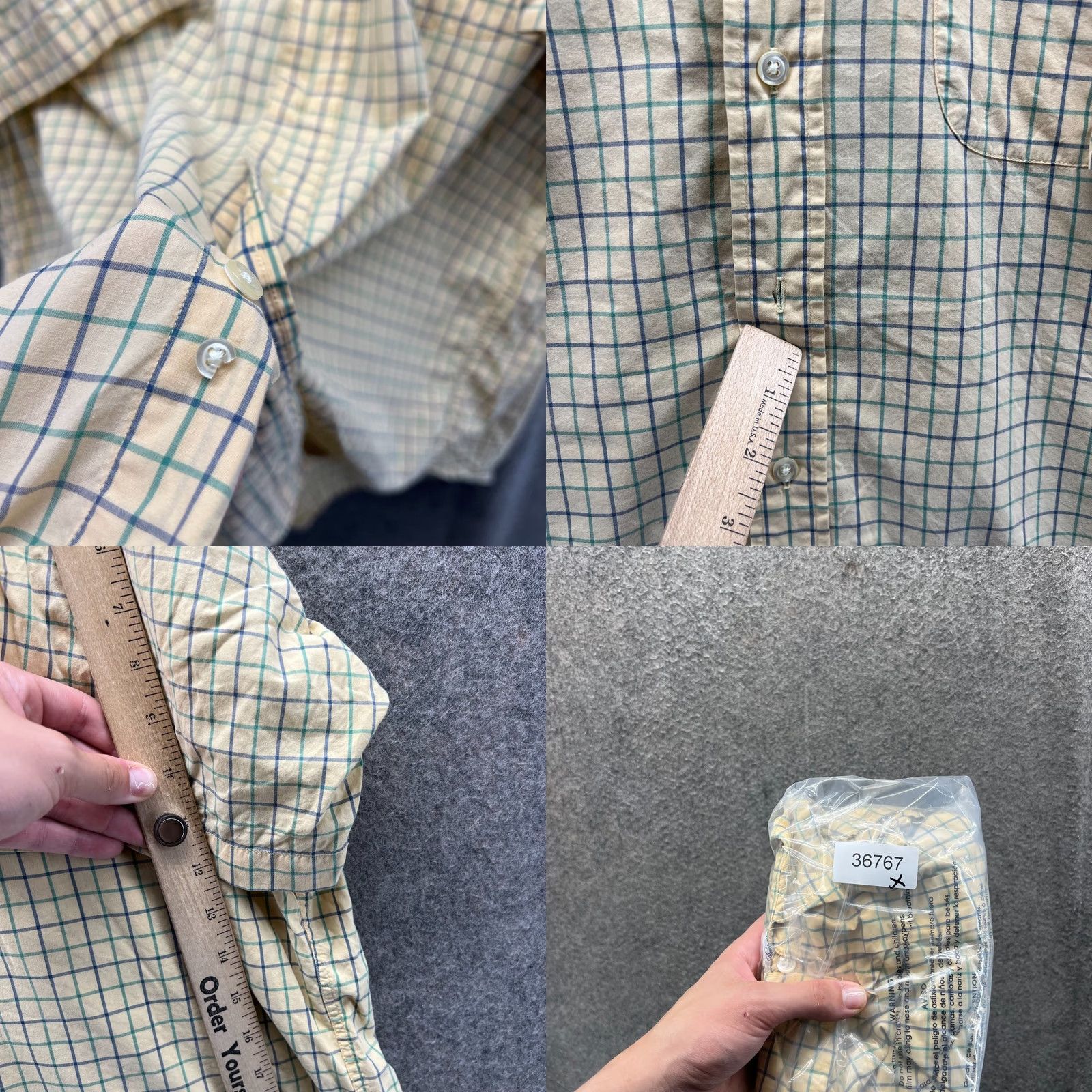 Brooks Brothers Brooks Brothers Sport Shirt Men XL Yellow Plaid Button-Down Cotton Windowpane Size US XL / EU 56 / 4 - 8 Thumbnail