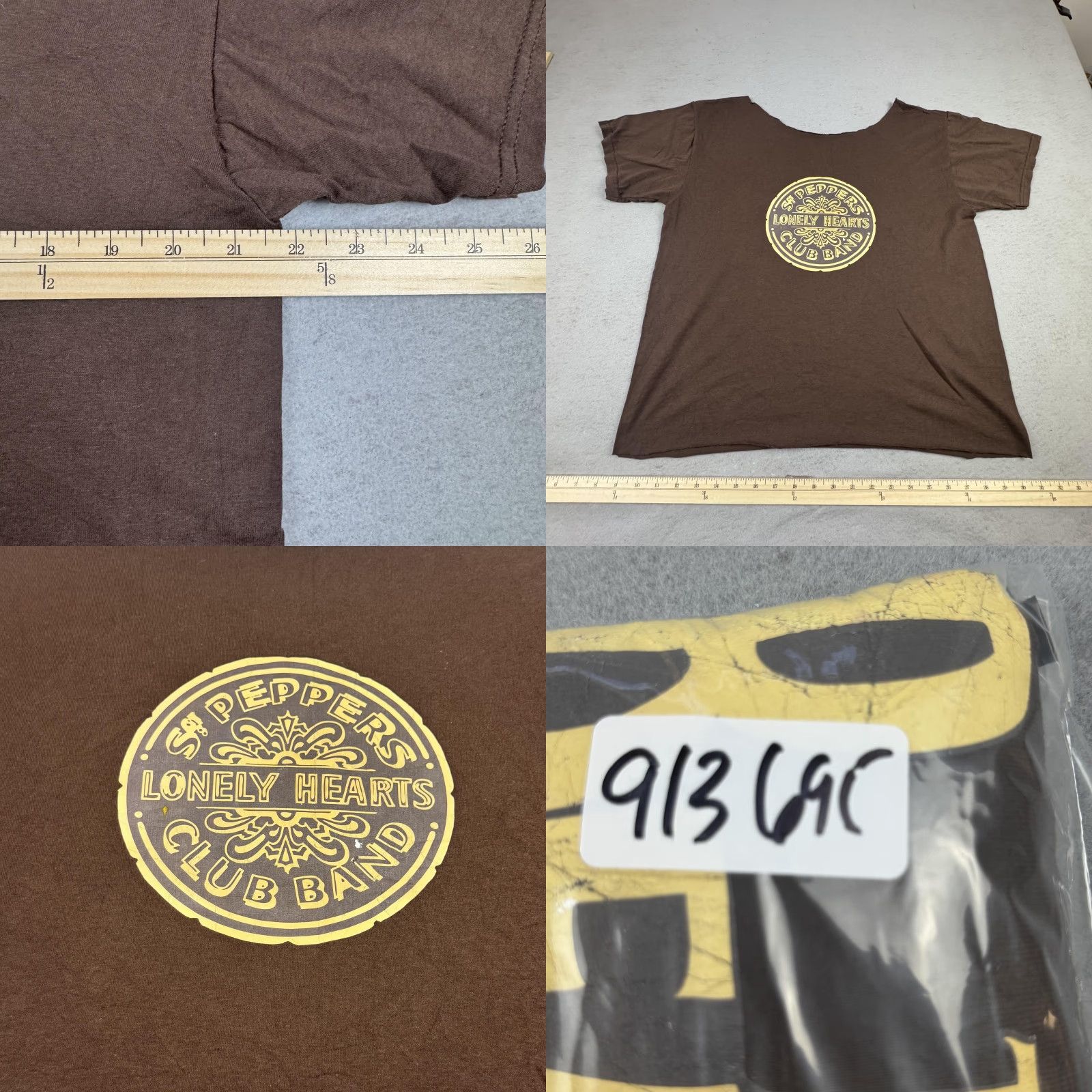 Vintage VINTAGE The Beatles Shirt Mens Large Brown Scoop Neck Graphic Band Tee Sgt Pepper Rock Size US XL / EU 56 / 4 - 8 Thumbnail