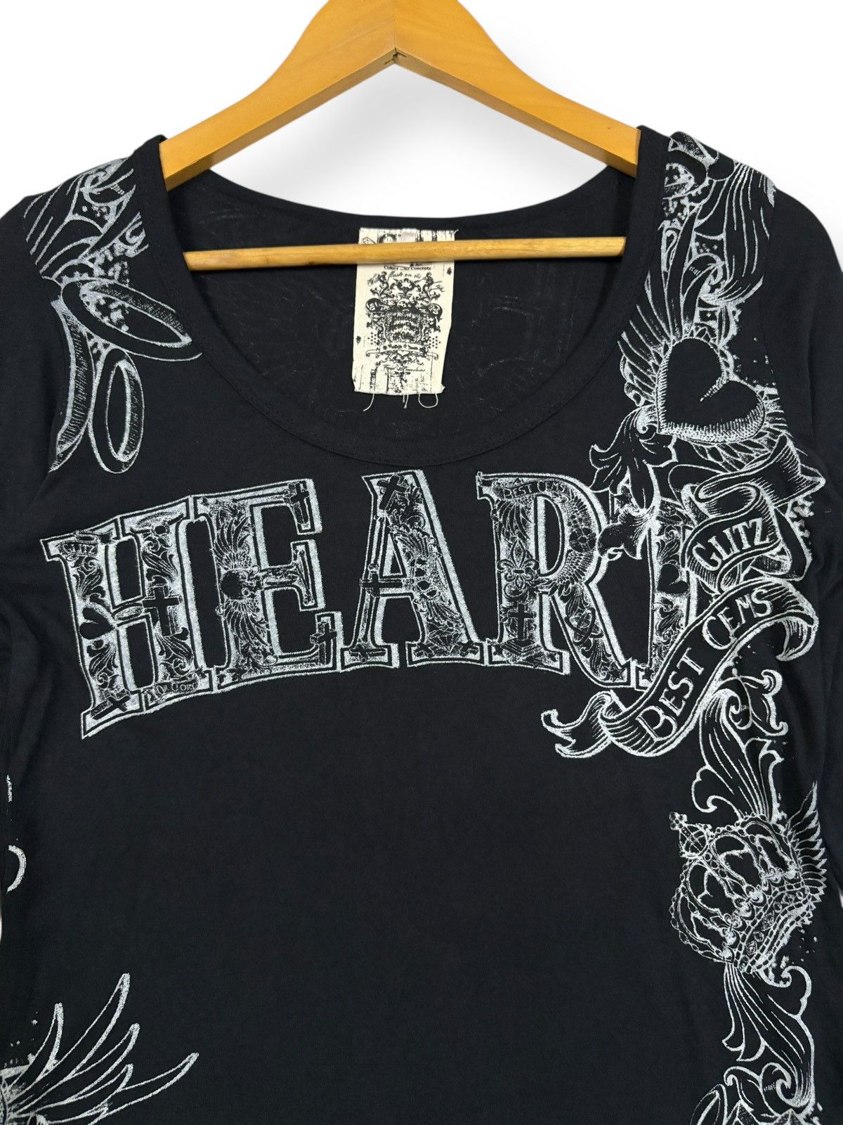 If Six Was Nine Glitz Red Embroidery Asymmetrical Hem Punk Long Sleeve Tees Size US XS / EU 42 / 0 - 5 Thumbnail
