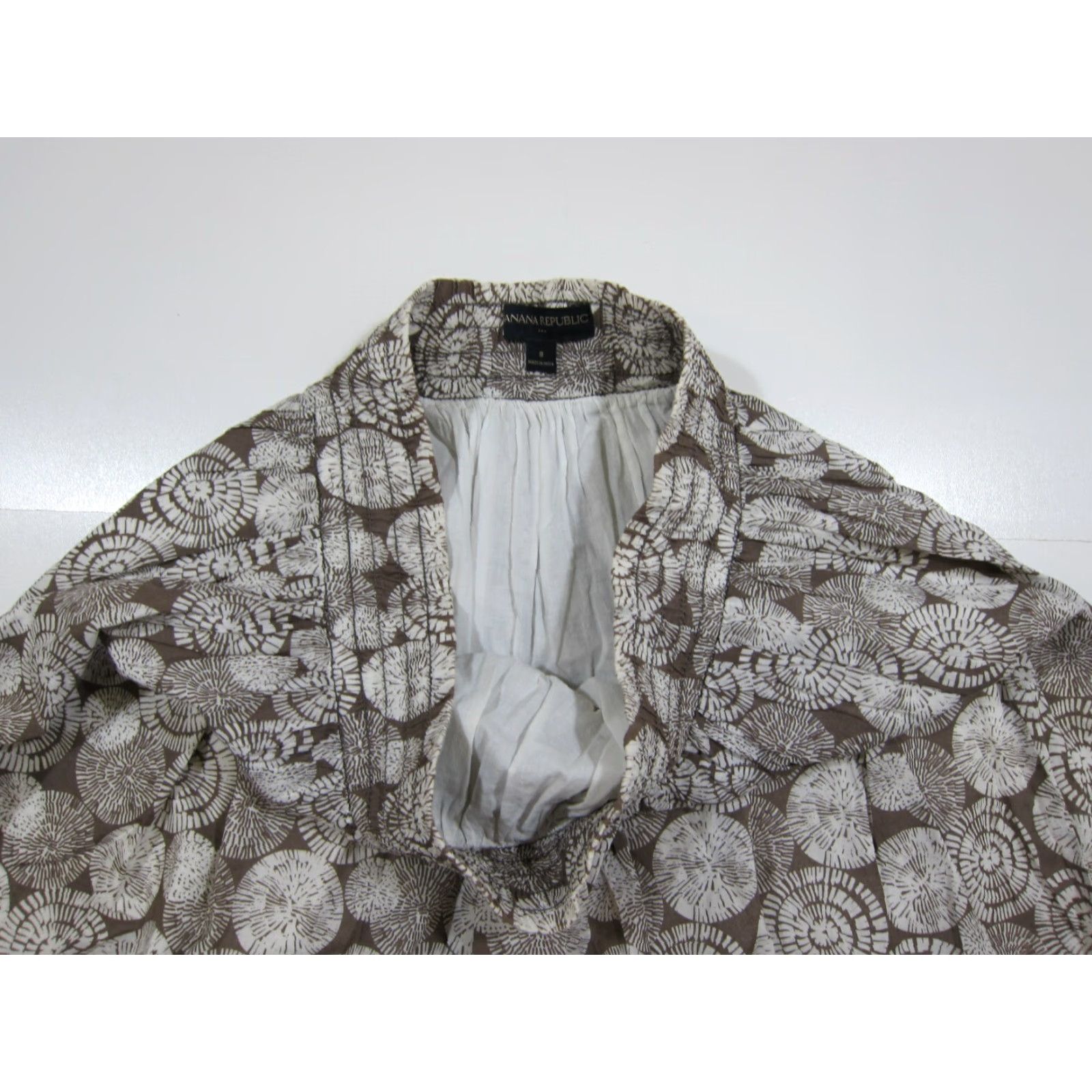 Banana Republic Banana Republic 100% Cotton Geometric Brown White Women Size 8 Pleated Flowy Skirt Size 30" / US 8 / IT 44 - 4 Thumbnail