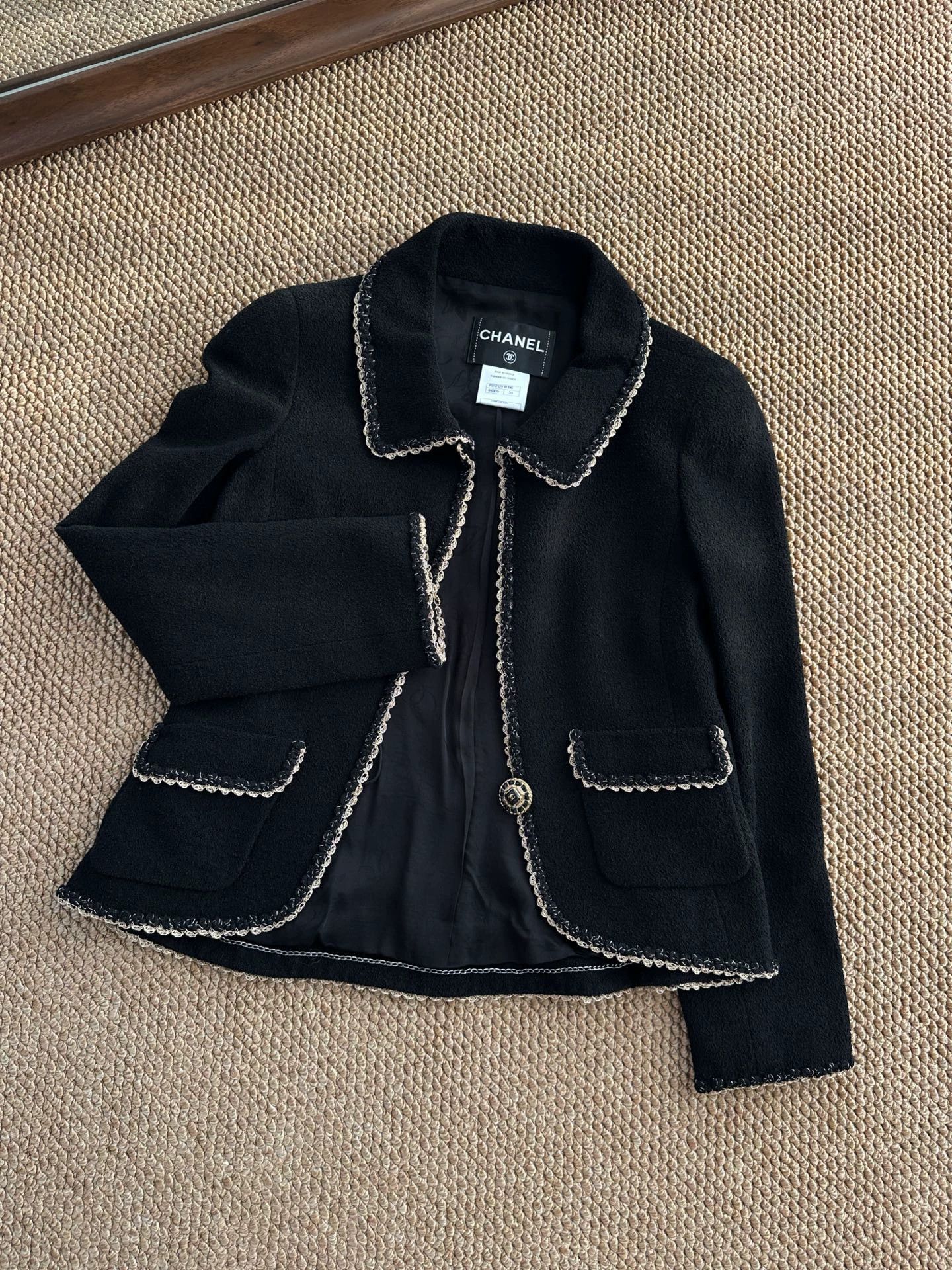 Chanel CHANEL 2013 wool blend gold lace waist jacket black Size XS / US 0-2 / IT 36-38 - 1 Thumbnail
