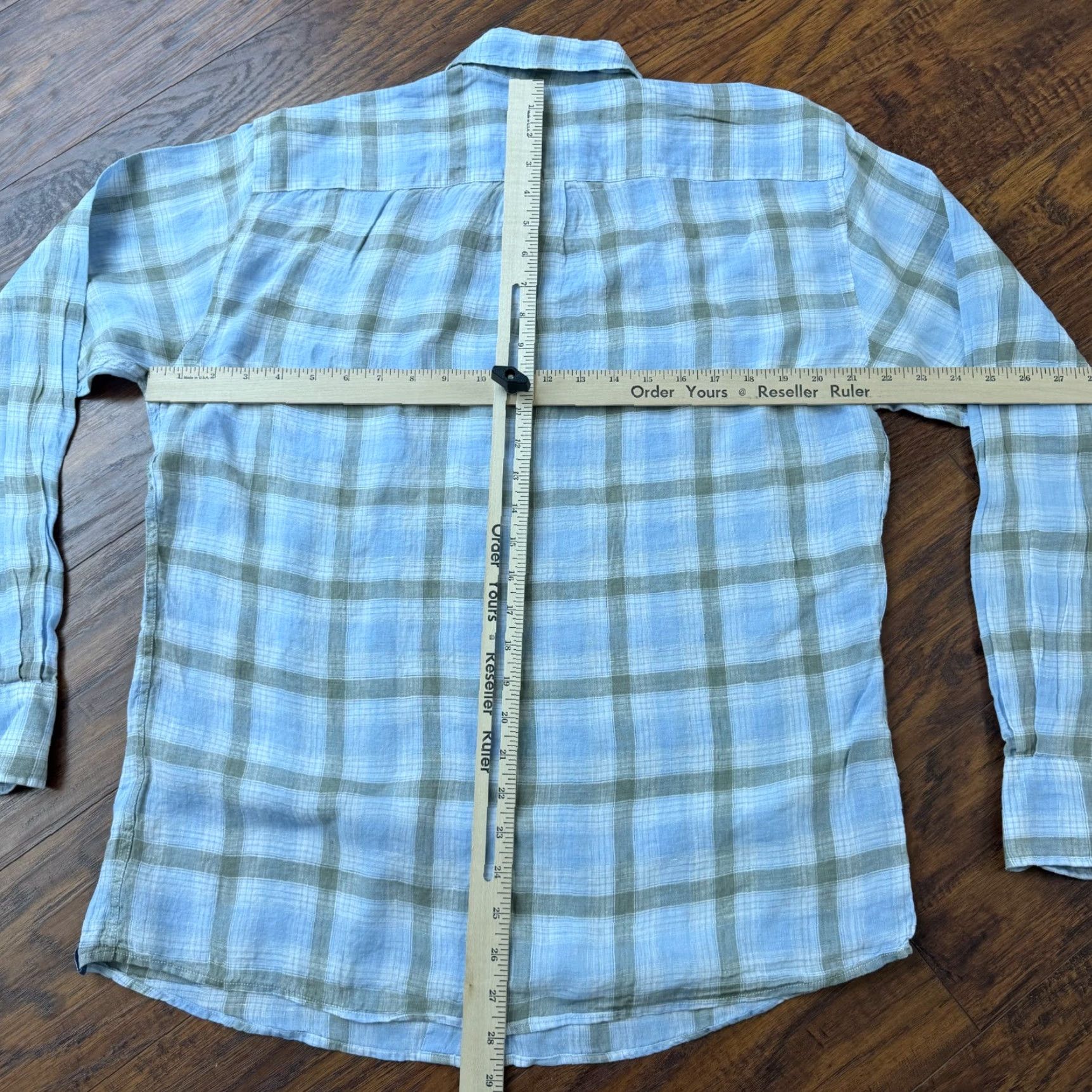 Peter Millar Peter Millar Shirt Mens M Blue Linen Plaid Long Sleeve Lightweight Pocket Button-Up Shirt Size US M / EU 48-50 / 2 - 7 Thumbnail