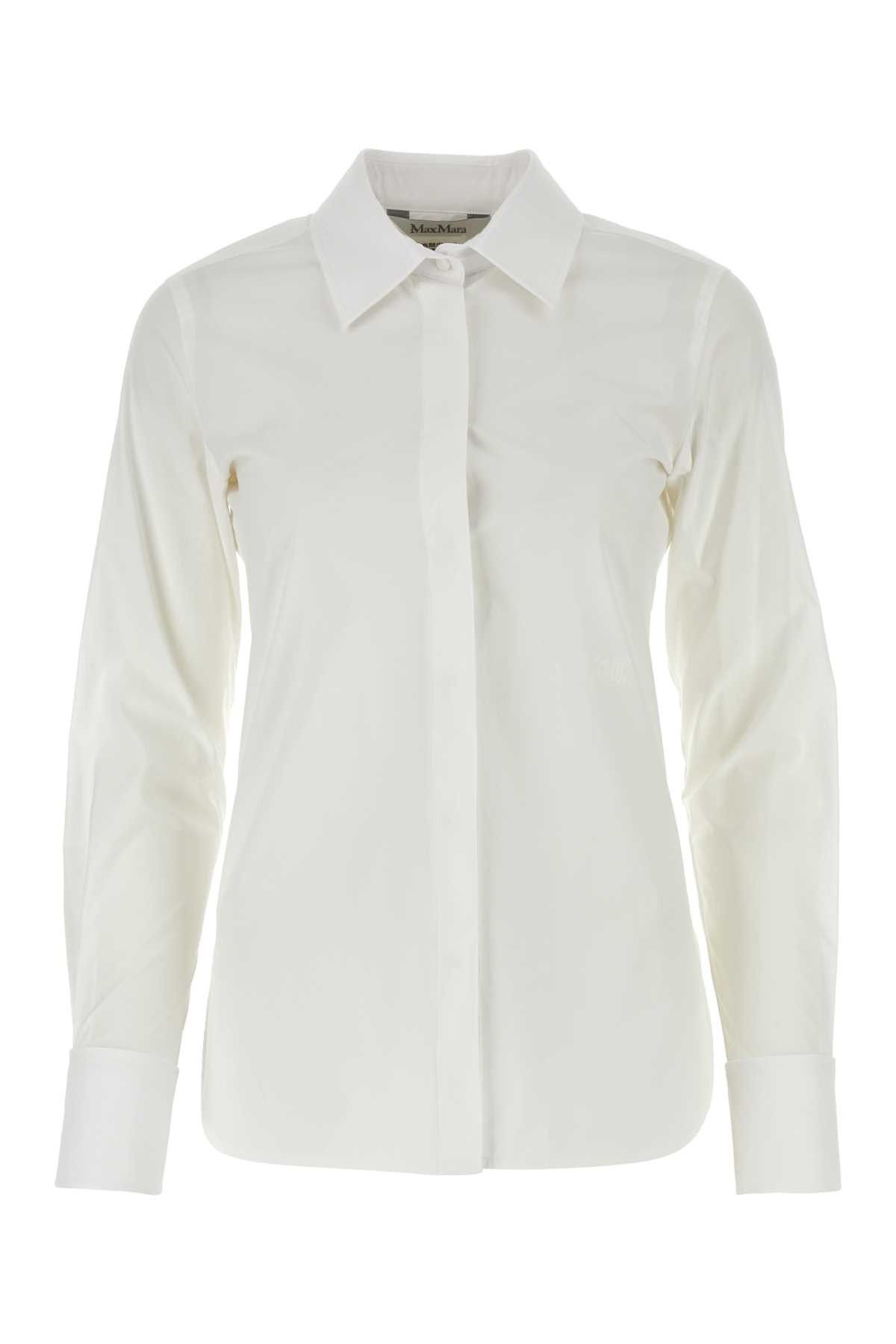 image of Max Mara White Stretch Poplin Shirt, Women's (Size Small)