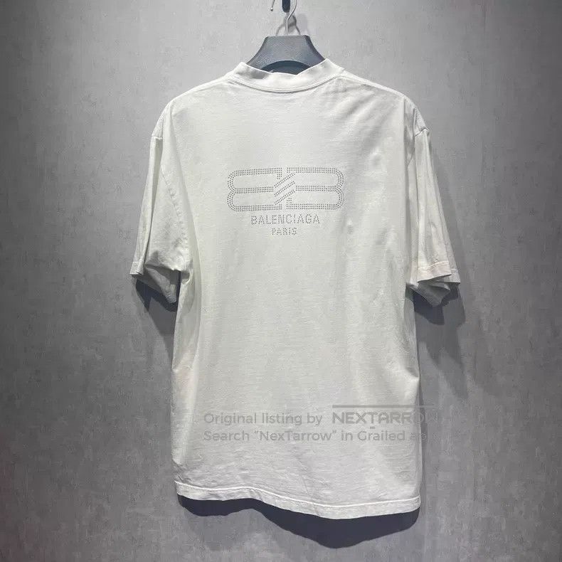 Balenciaga Balenciaga 23ss letter logo rhinestone short sleeved